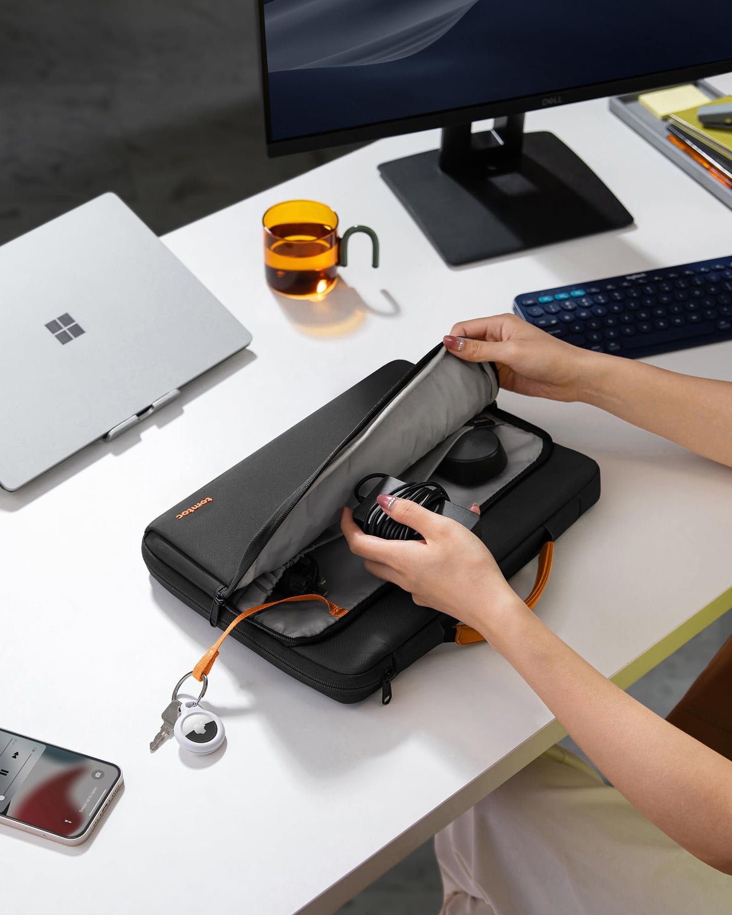 tomtoc 360 Protective Laptop Sleeve for 13.5-14.4 Inch Surface Laptop 6/5/Studio 2/1, Surface Book, Water-Resistant Shockproof Carrying Case Bag for Acer Aspire/Swift, ASUS Vivobook/Zenbook 14, Black