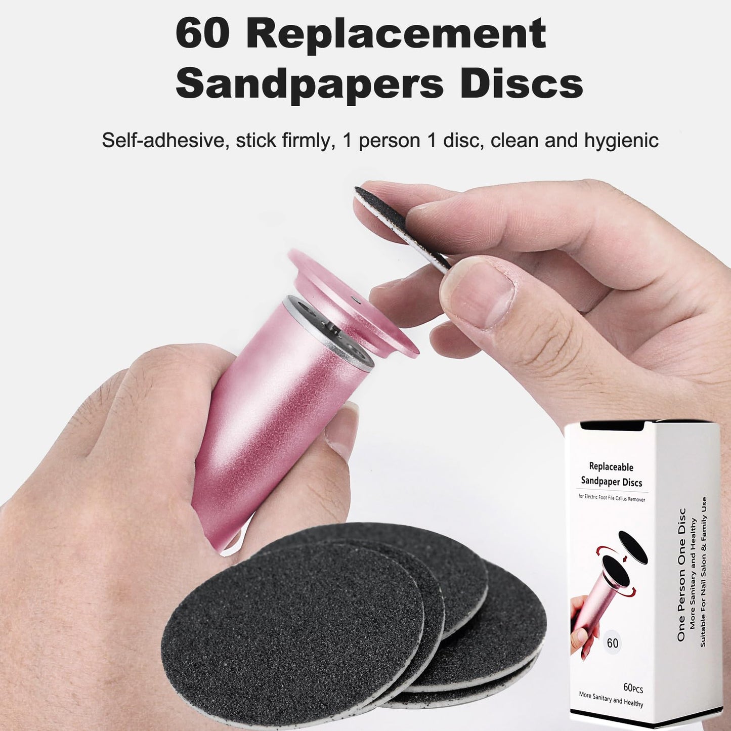 Electric Callus Remover for Feet, Powerful Electric Foot Callus Remover Adjustable Speed Electric Foot File with 60PCS Sanding Discs Pedicure Tools Feet Scrubber Dead Skin Foot Grinder, Pink