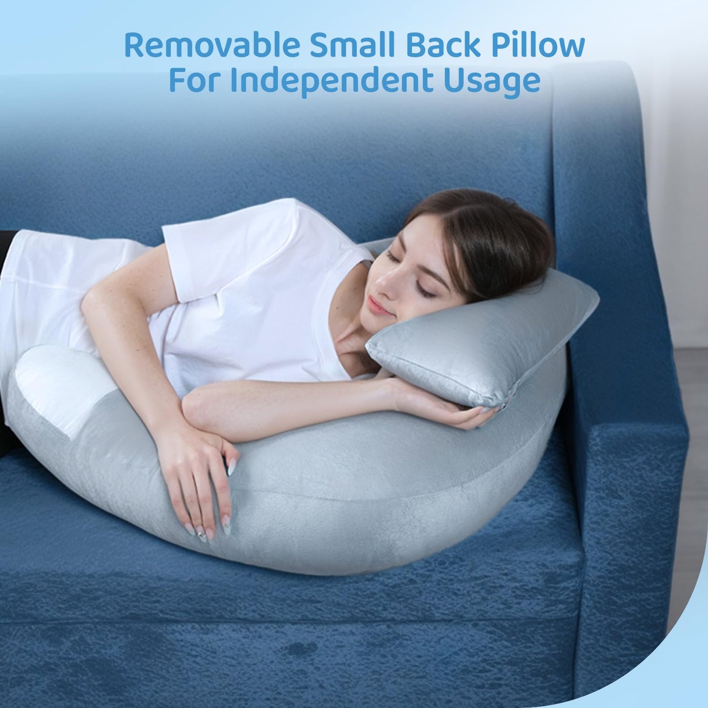 Pyurifai Crochet Pillow for Lap Support - Reading Pillow for Laptop with Extra Back Pillow for Support, Enlarged Gaming Pillow for Lap, Multi-Purpose Reading Pillow for Gaming/Working/Crocheting, Grey