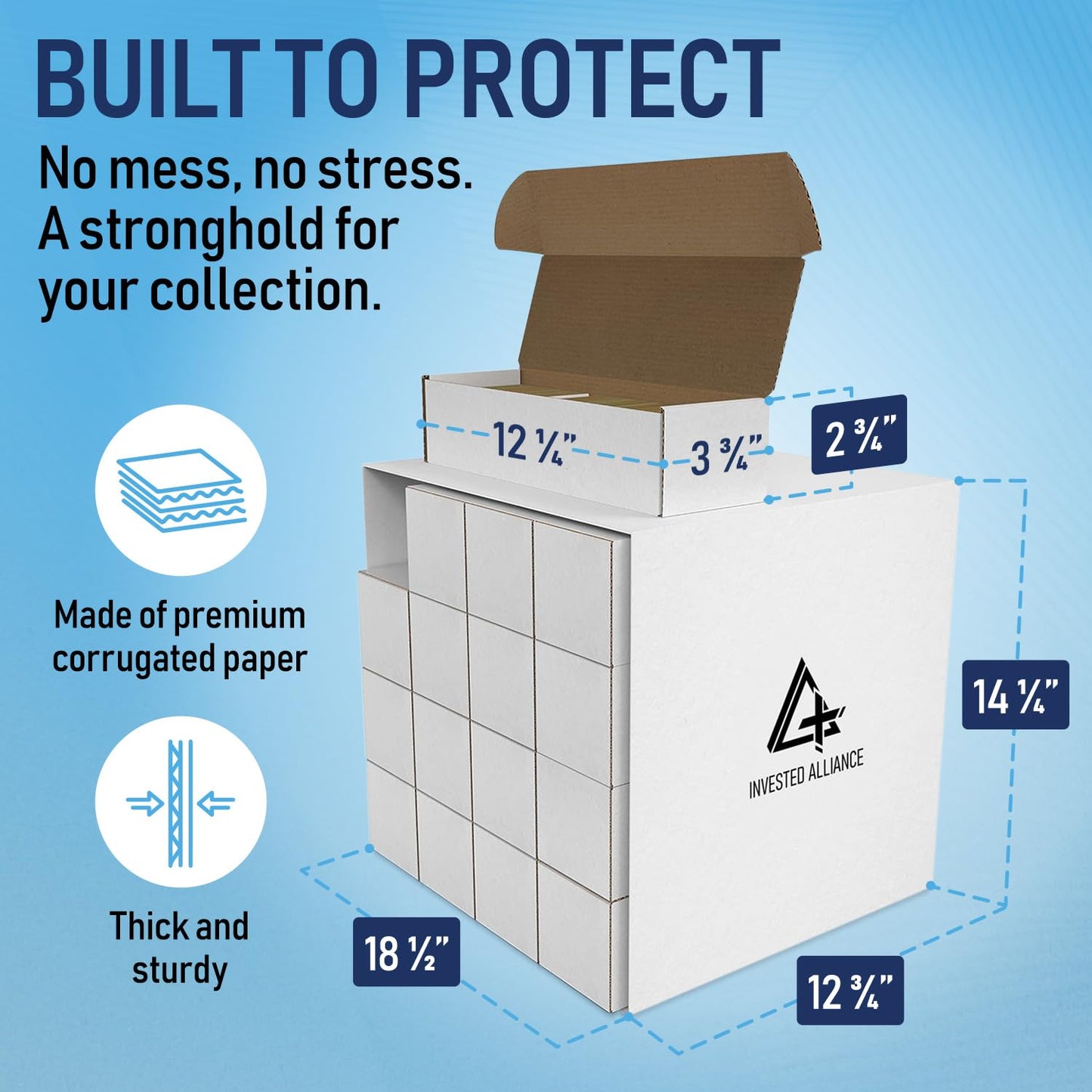 Invested Alliance 16 Trading Card Storage Boxes | Baseball / Sports Card Storage Organizer for TCG, MTG. Baseball, NBA, and Football Cards Box. Magic Card Storage Box.