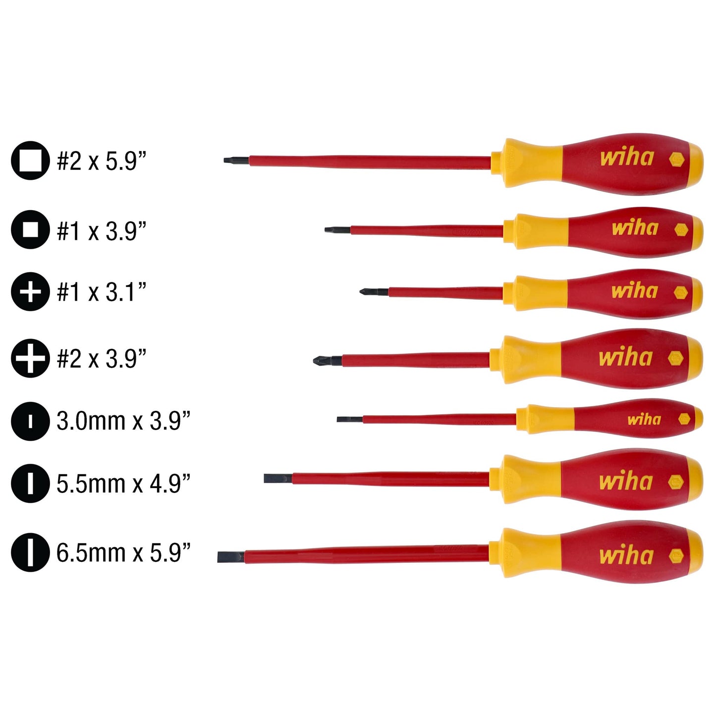 Wiha 32097 | 7 Piece Insulated SoftFinish Screwdriver Set