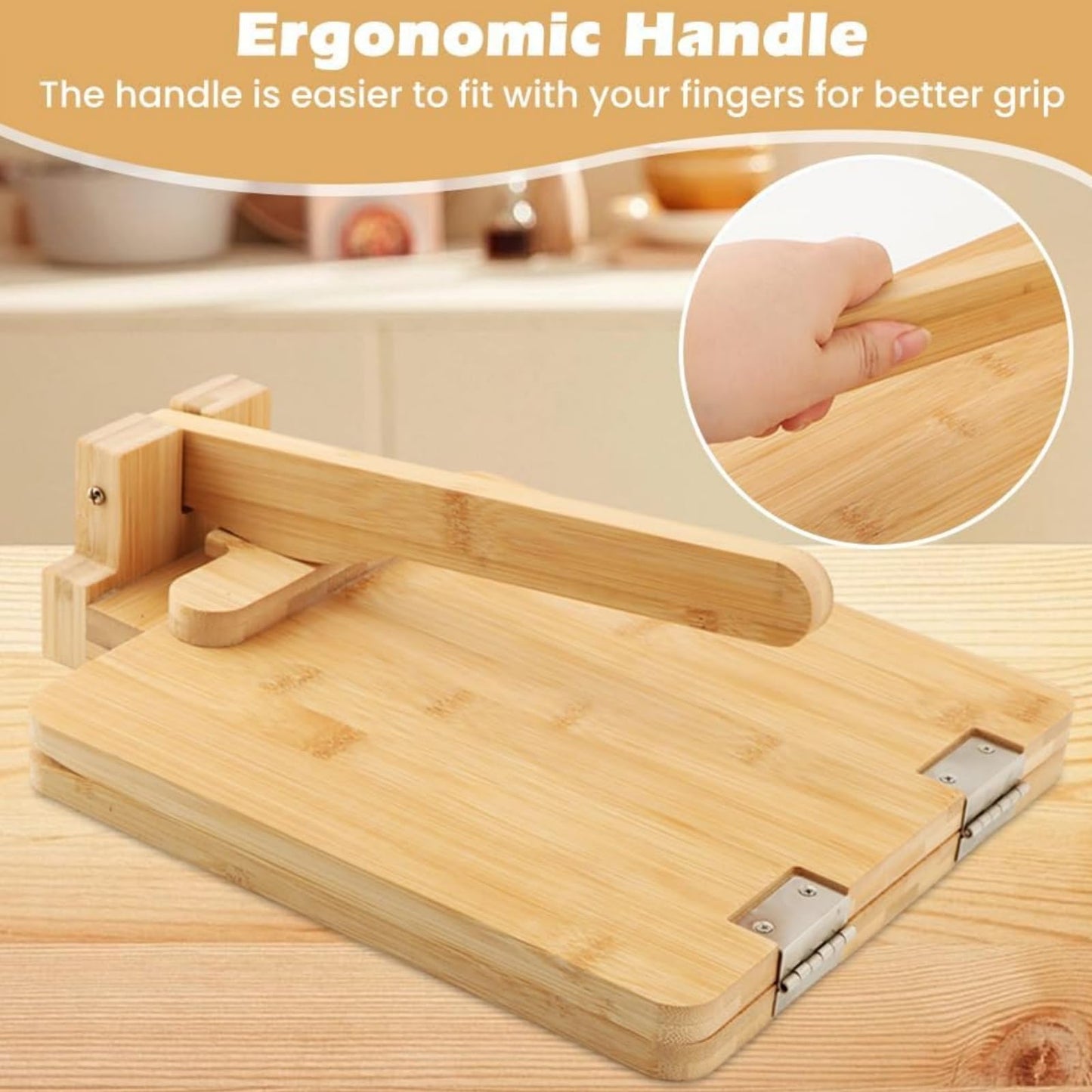 10 Inch Square Bamboo Tortilla Press Set with 60 Pc Parchment Paper, Heavy Duty Tortillera for Mexican Tacos, Roti, Burrito & Patacones