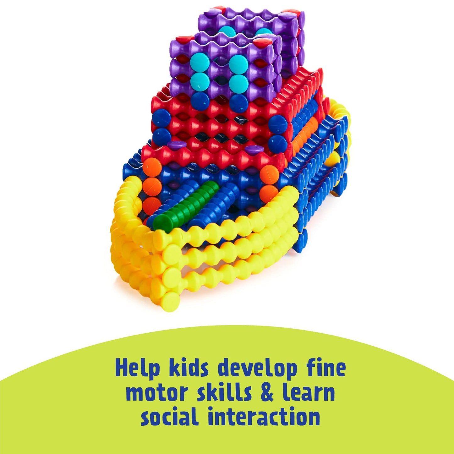 POPULAR PLAYTHINGS Playstix Super Set Construction Toy Building Blocks 400 Piece STEM Kit (90004)