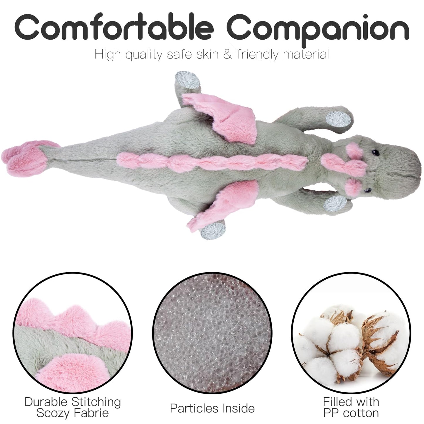 ARELUX Large 36in Cute Dragon Stuffed Animals Plush Toy Soft Matcha Green Pterosaur Plushie Giant Fuzzy Dinosaur Pillow Plushies with Pink Wings Cuddly for Friends Family Member