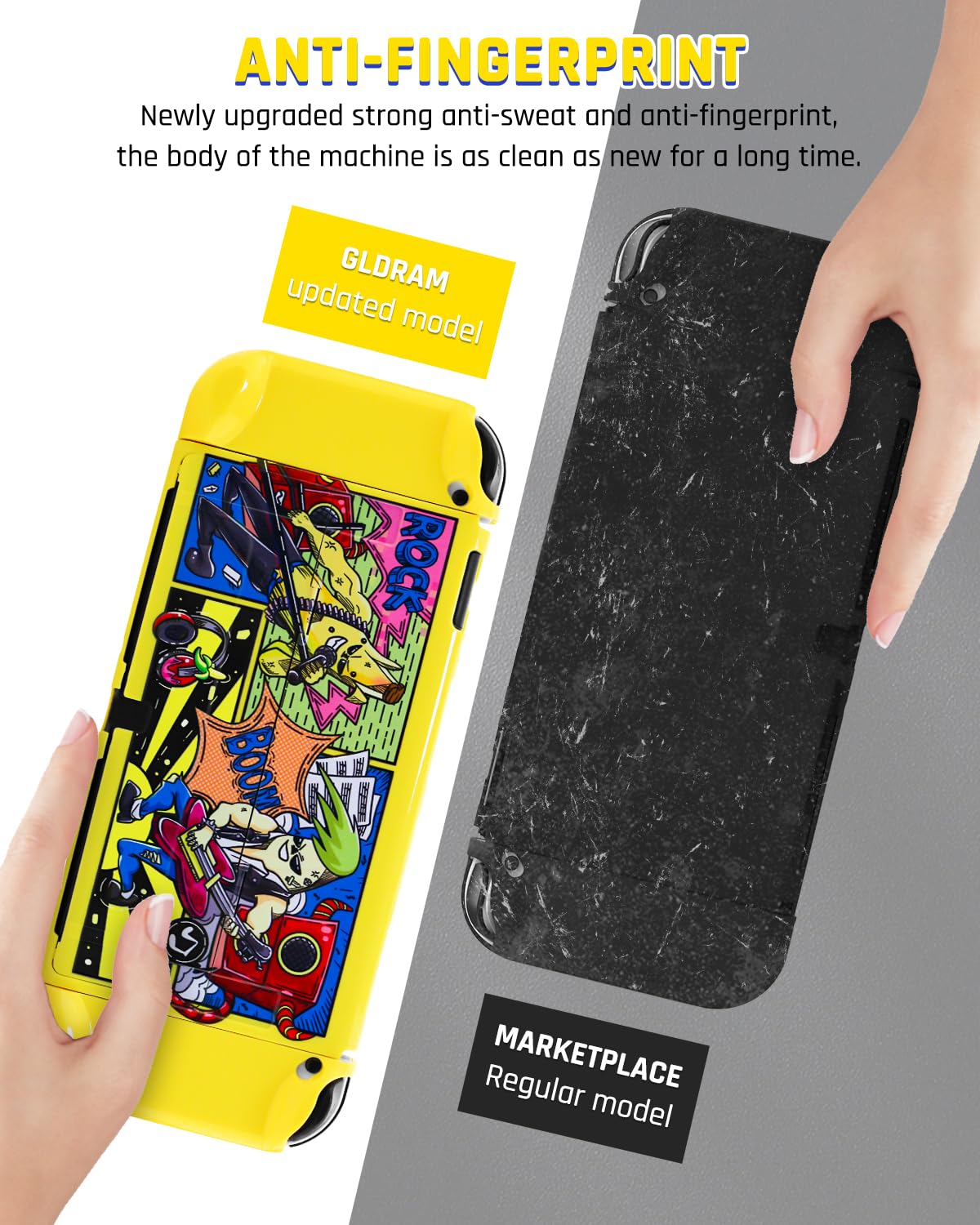 GLDRAM Yellow Switch OLED Case Bundle, Portable Travel Carrying Storage Bag for Nintendo Switch OLED, PC Protective Skin Cover, Screen Protector, Thumb Cap for Console & Accessories