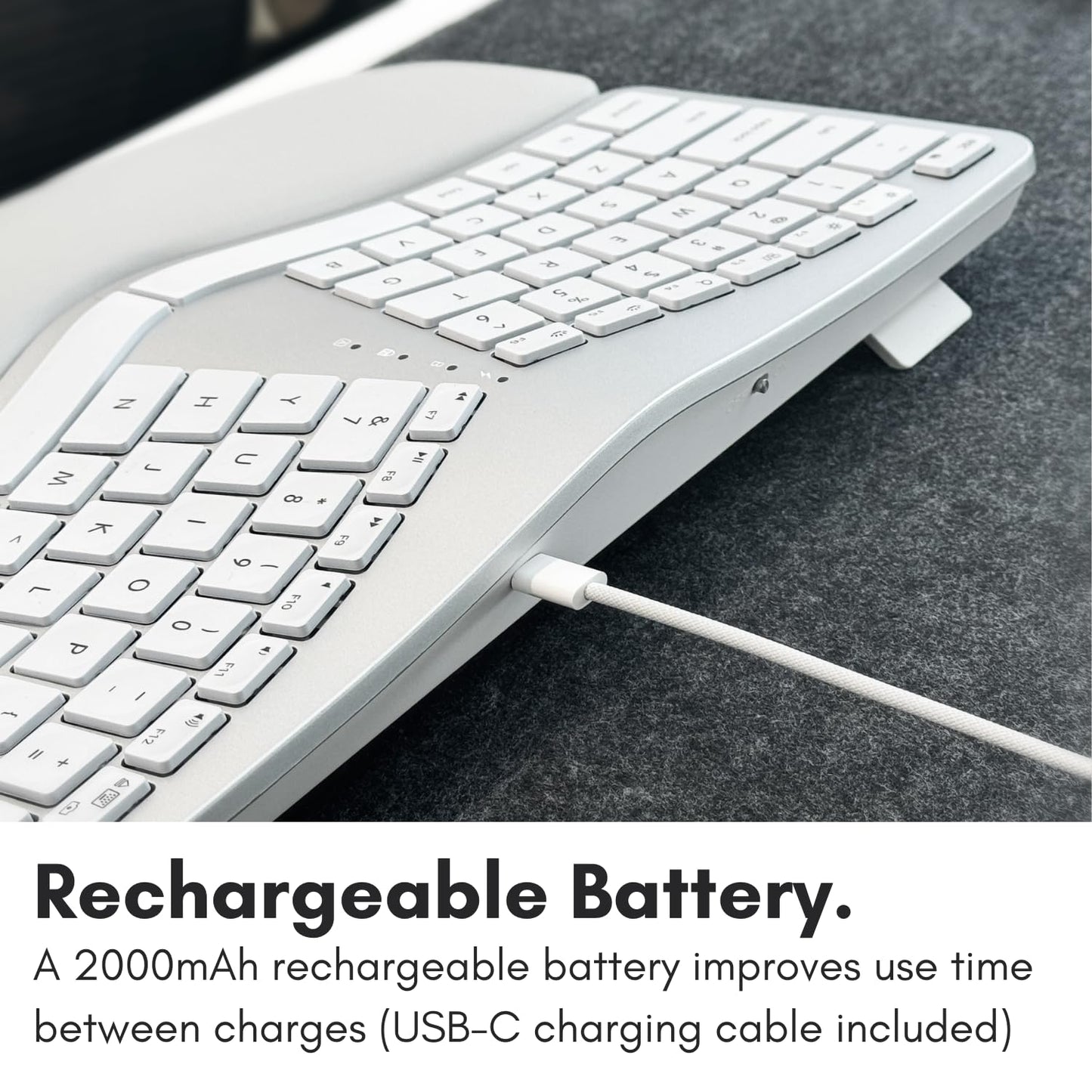 Macally Backlit Bluetooth Ergonomic Keyboard for Mac - Sculpted for Comfort - Wireless Ergonomic Keyboard (100-Key MacOS Layout) - Rechargeable Split Ergo Keyboard - MacBook, iMac, iPad, iPhone