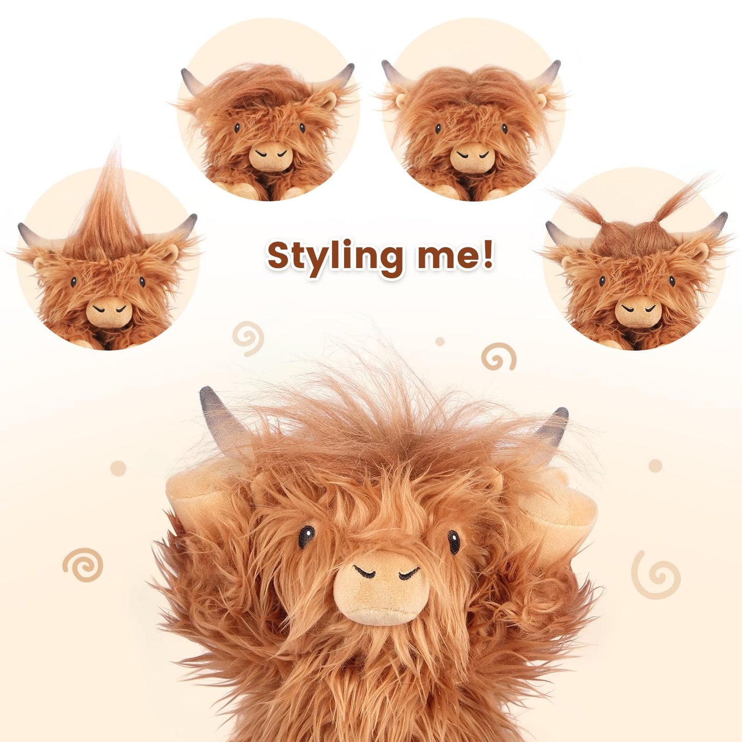 SuzziPals Heatable & Coolable Highland Cow Stuffed Animal, Microwavable Stuffed Animals Heating Pad for Period DIscomfort, Cuddly Cattle Stuffed Animal for Warmth & Comfort, Highland Cow Gifts for kid