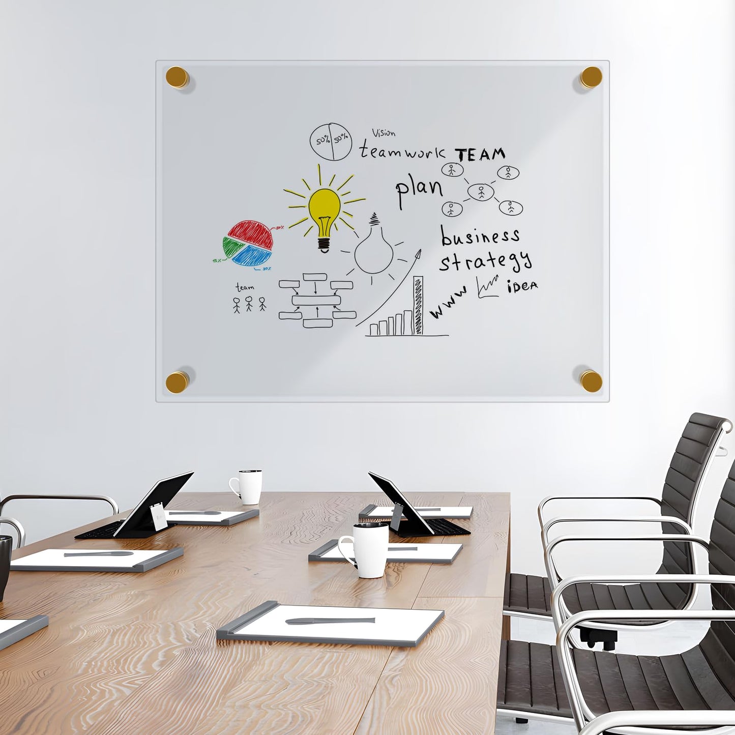 MaxGear Acrylic Dry Erase Board, 18''x24'' Clear White Board for Wall, Non Magnetic Floating White Board for Wall with Marker Holder, Markers and Eraser, for Office, School, Restuarant