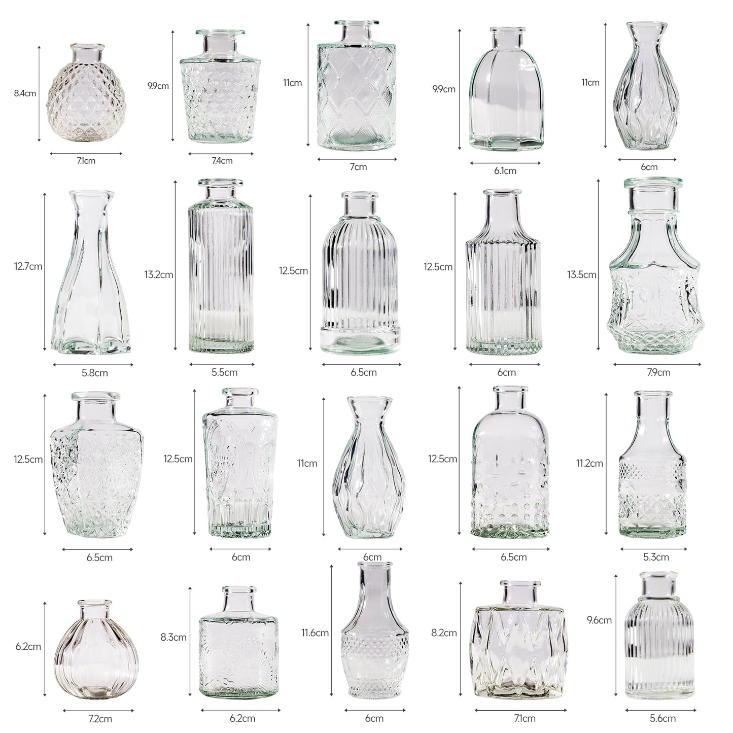 Yabool 40 Pcs Bud Vase Set, Vases for Centerpieces, Cute Glass Bud Vases in Bulk, Small Vases for Flowers, Clear Vase Set for Wedding Decorations, Home Table Flower Décor