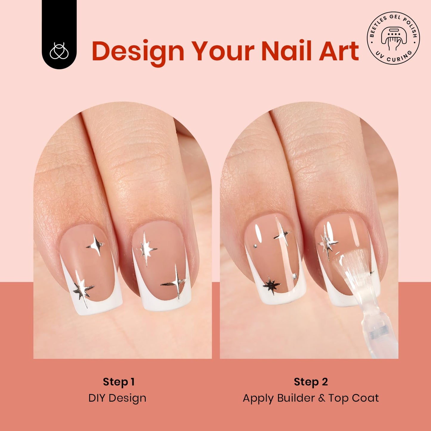 Beetles X Press Kit Gel Nail Kit, Short Square French Tip Press On Nails Kit with 224Pcs French Nail Tips Nail Glue & Remover Builder Top Coat Mini Nail Lamp All-in-One DIY Nail Kit Gift for Women
