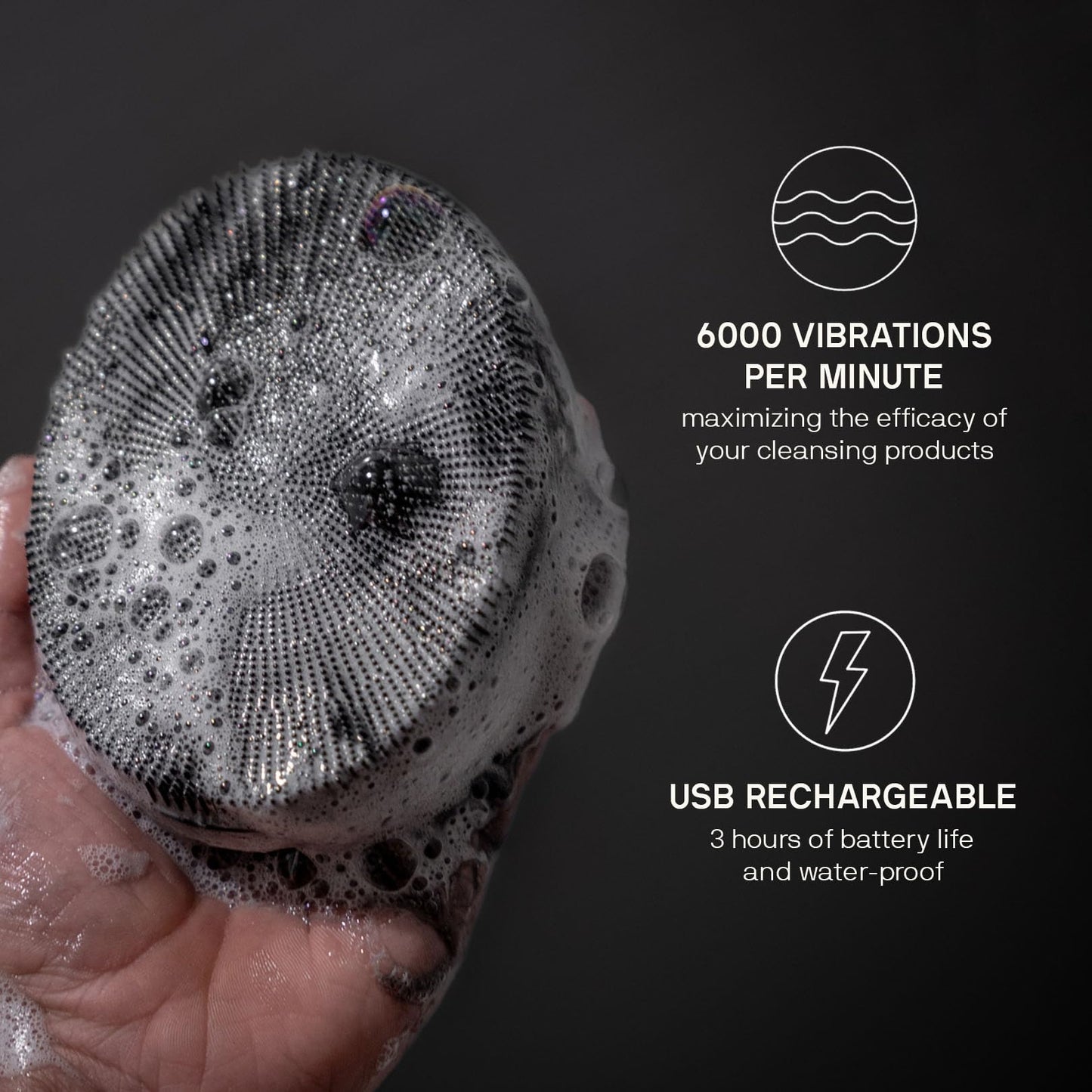 Black Wolf Silicone Body Scrubber & Exfoliator - Vibrating Loofah Shower Scrubber Brush with Handle Extension for Back - Deep Cleaning & Exfoliating Body Scrub - Bath Hygiene Essentials - Men & Women