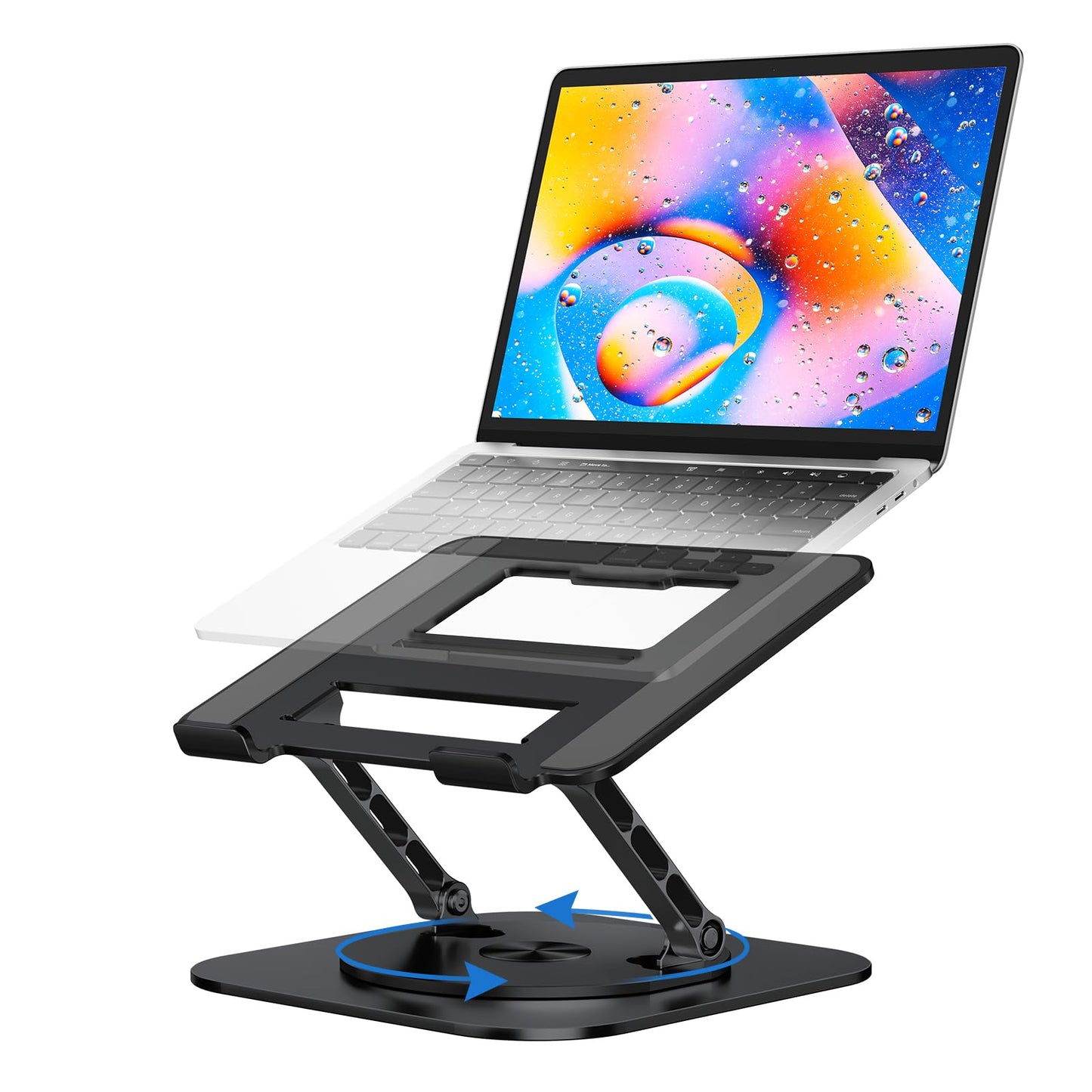 MCHOSE Laptop Stand for Desk, Ergonomic Laptop Riser with 360° Rotating Base, Foldable Notebook Computer Holder Stand Compatible with MacBook Air Pro, Dell XPS, More 10-17" Laptops, Black
