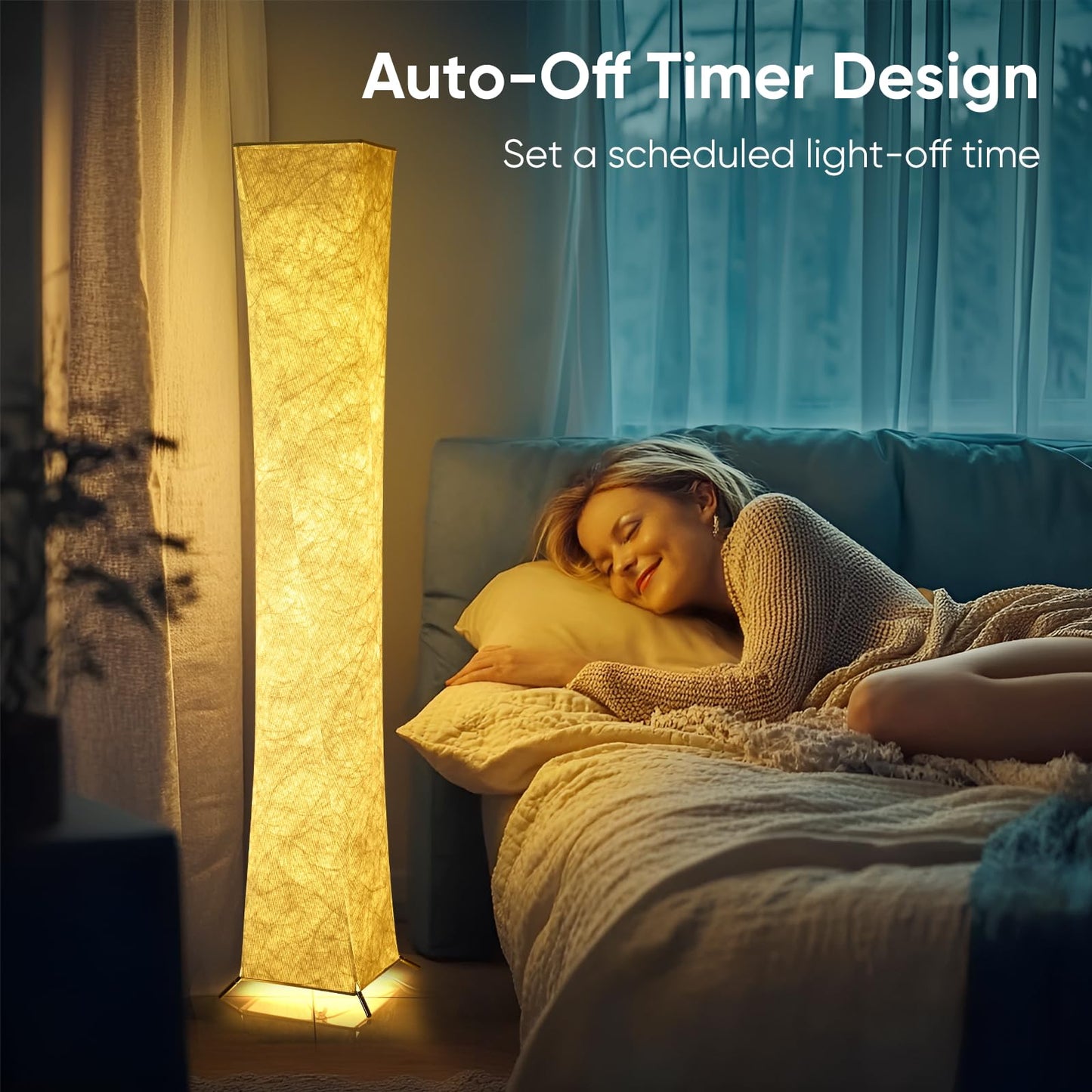 Morden LED Soft Light Floor Lamp, 52" Simple Design Slim RGB 16 Color Changing Tyvek Fabric Shade Dimmable Remote Control Standing Lamp for Living Room Bedroom Game Room