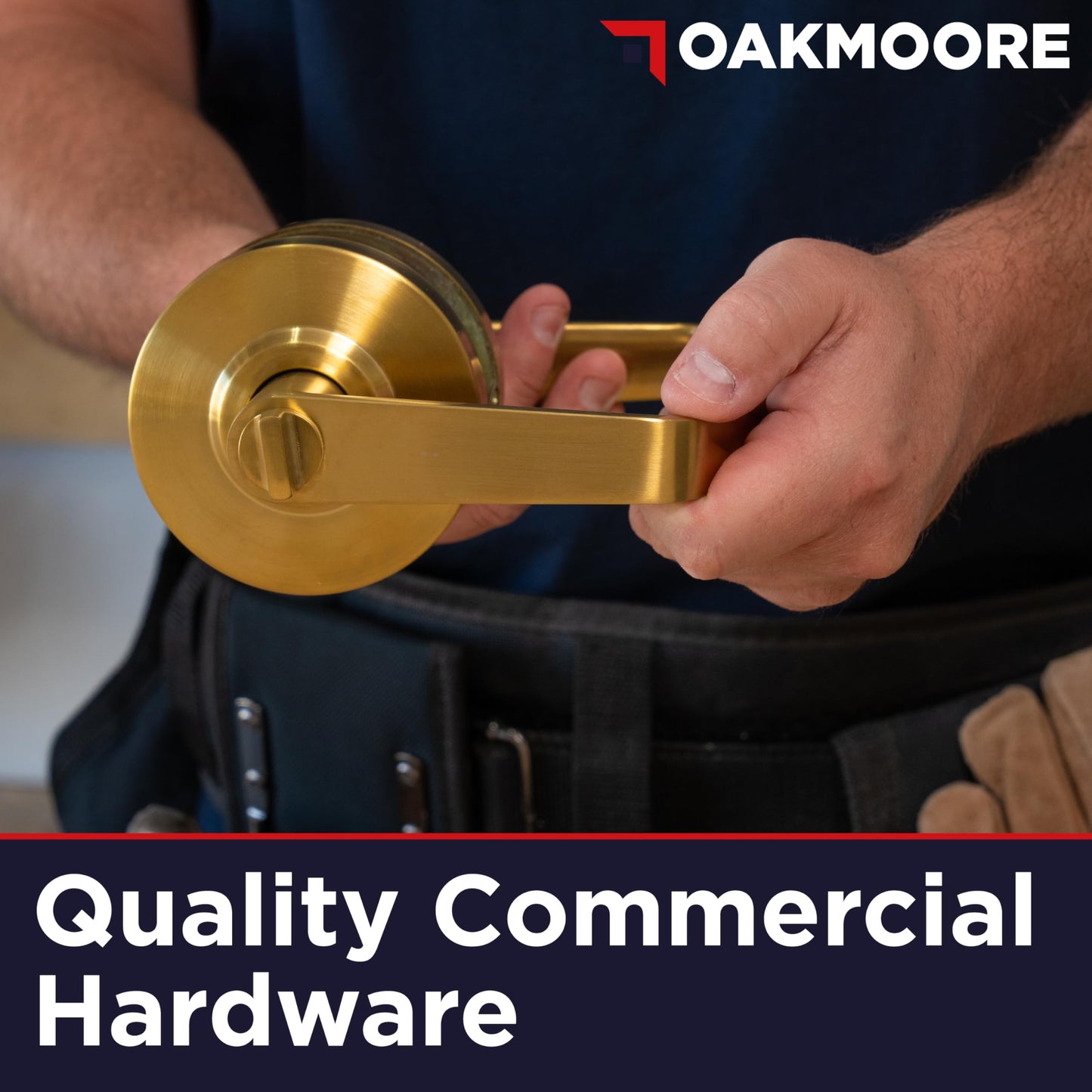 OAKMOORE Commercial Door Handle Bathroom Door Lock in Gold | Vacant Occupied Bathroom Lock | Commercial Restroom Door Lock for Public Bathroom & Industrial Buildings