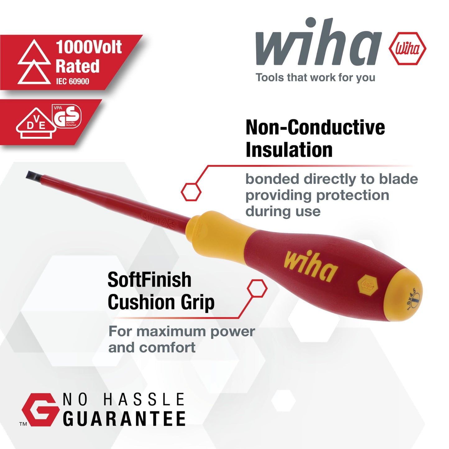 Wiha 32080 10 Piece Insulated SoftFinish Cushion Grip Screwdriver Tray Set