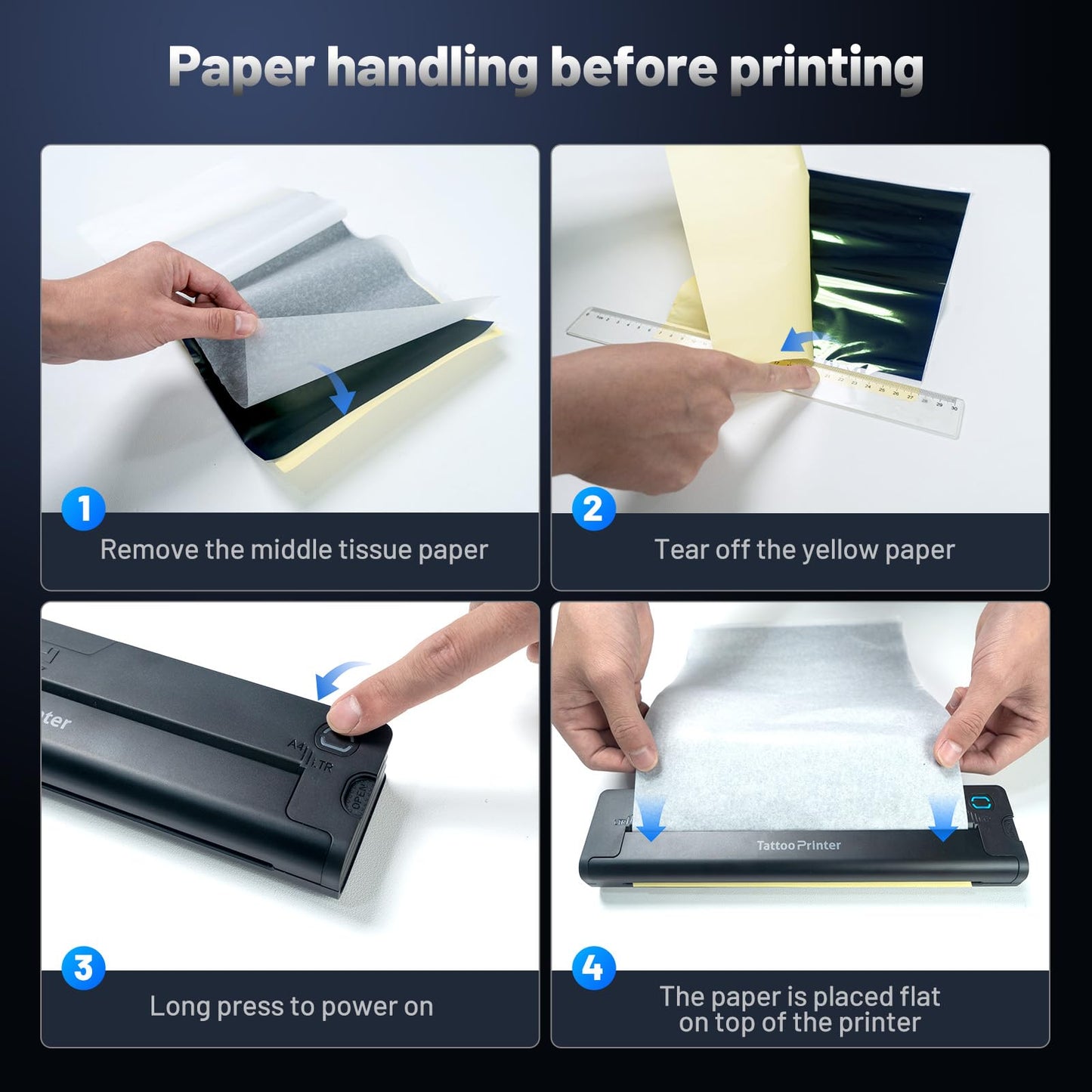 A41 Tattoo Transfer Printer, Wireless Tattoo Printer Machine with 10pcs Paper, 2600mA Portable Thermal Tattoo Stencil Printer for Tattoo Artist & Beginners, Compatible iPad, Phone & PC