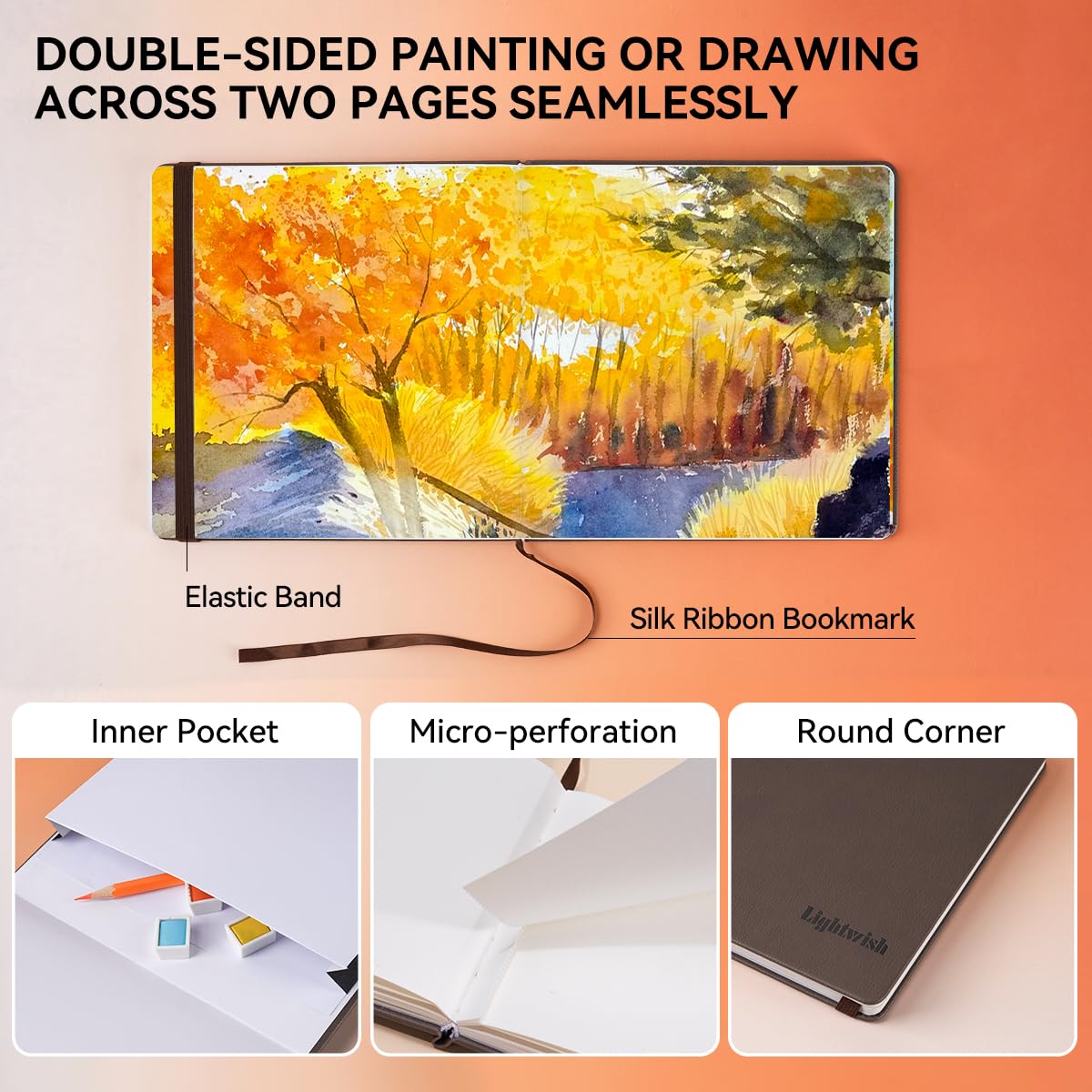 Lightwish Square Watercolor Sketchbook,2 Pack Total 40 Sheets,100% Cotton,300gsm/140lb,Acid-Free,Cold Press Watecolor Paper Journal for Artists Adults Students,7.48 * 7.48 Inches