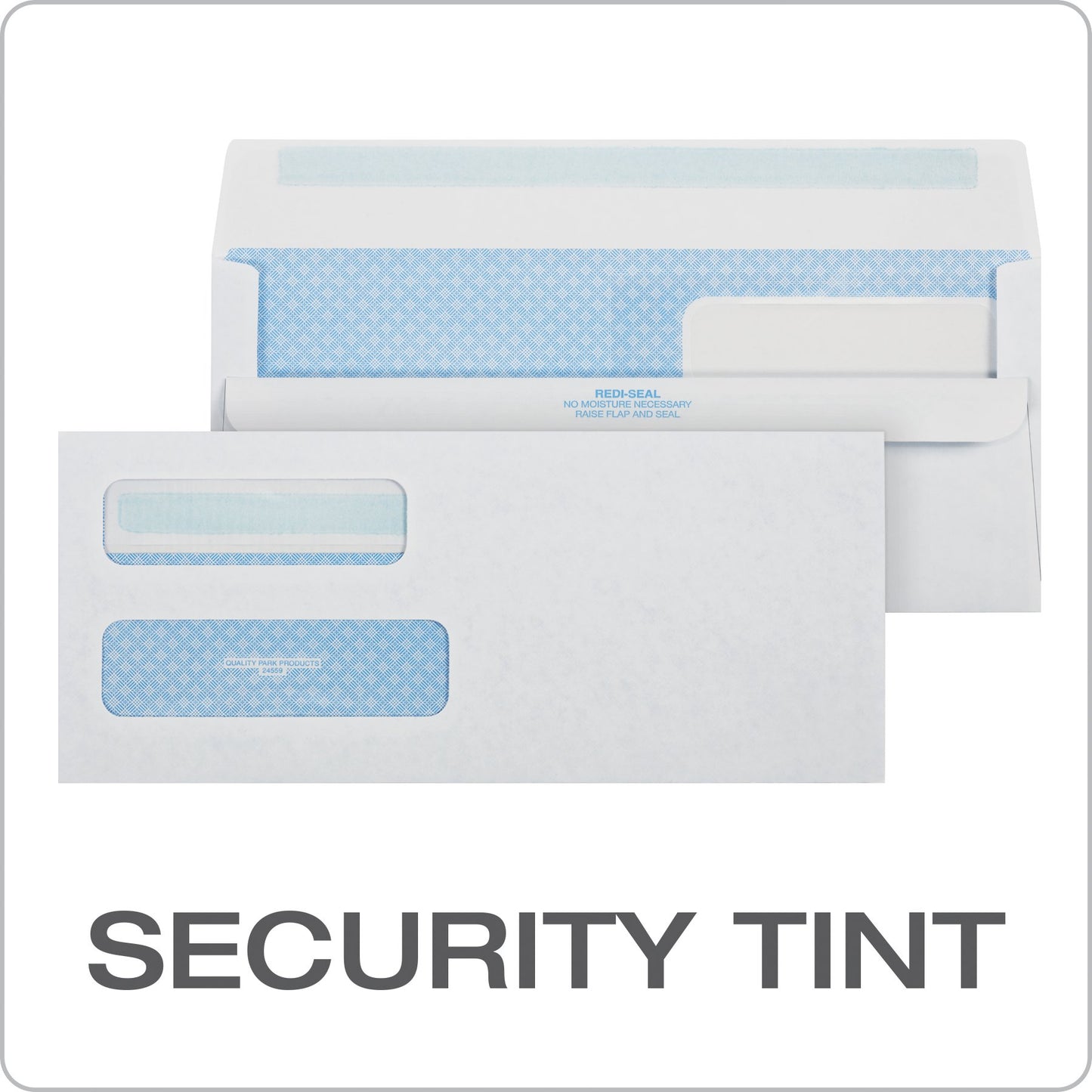 Quality Park #10 Double-Window Self-Seal Security Envelopes, For Business Statements, Invoices, 4-1/8" x 9-1/2", White, 24-lb, 500 Per Box (QUA24559) (24559)