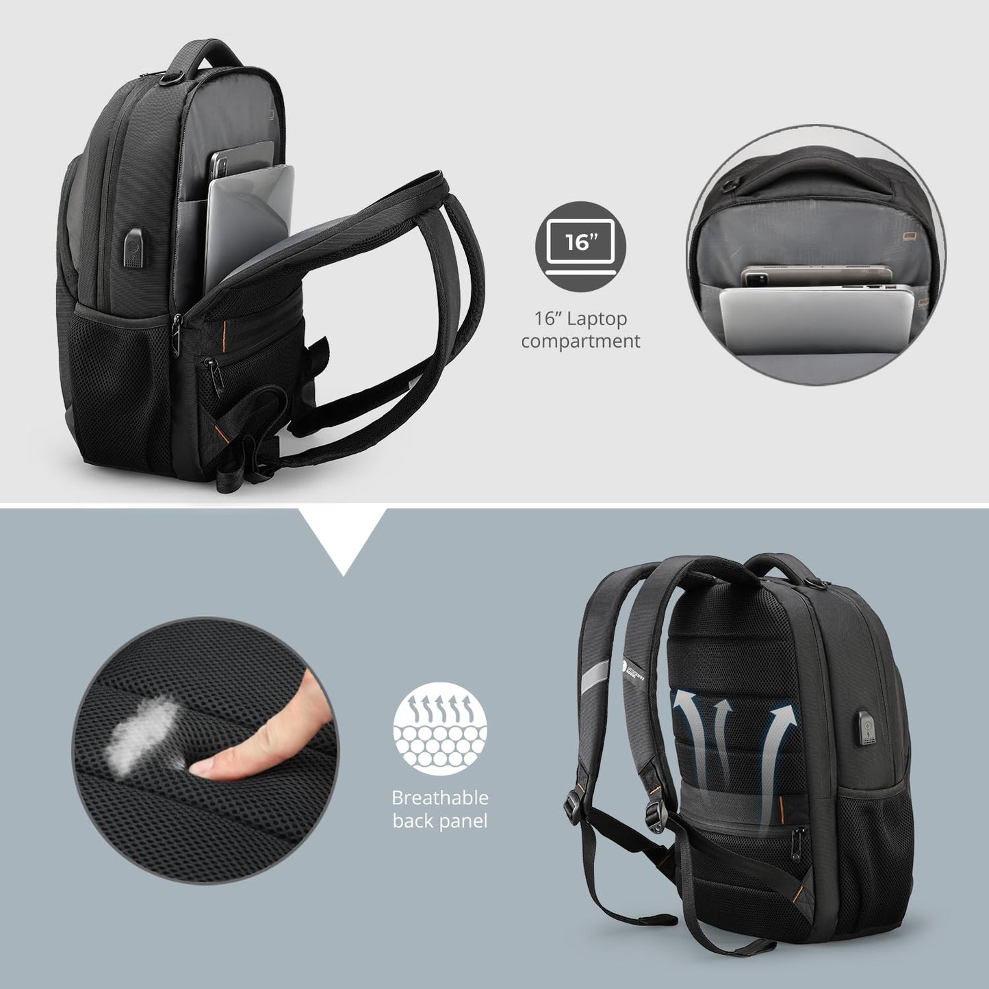 Swissdigital Design Travel Laptop Backpack, College Laptops Backpack with USB Charging Port for Men & Women Fits 16 Inch Notebook (ANDWIL SD1670) One Nation One World