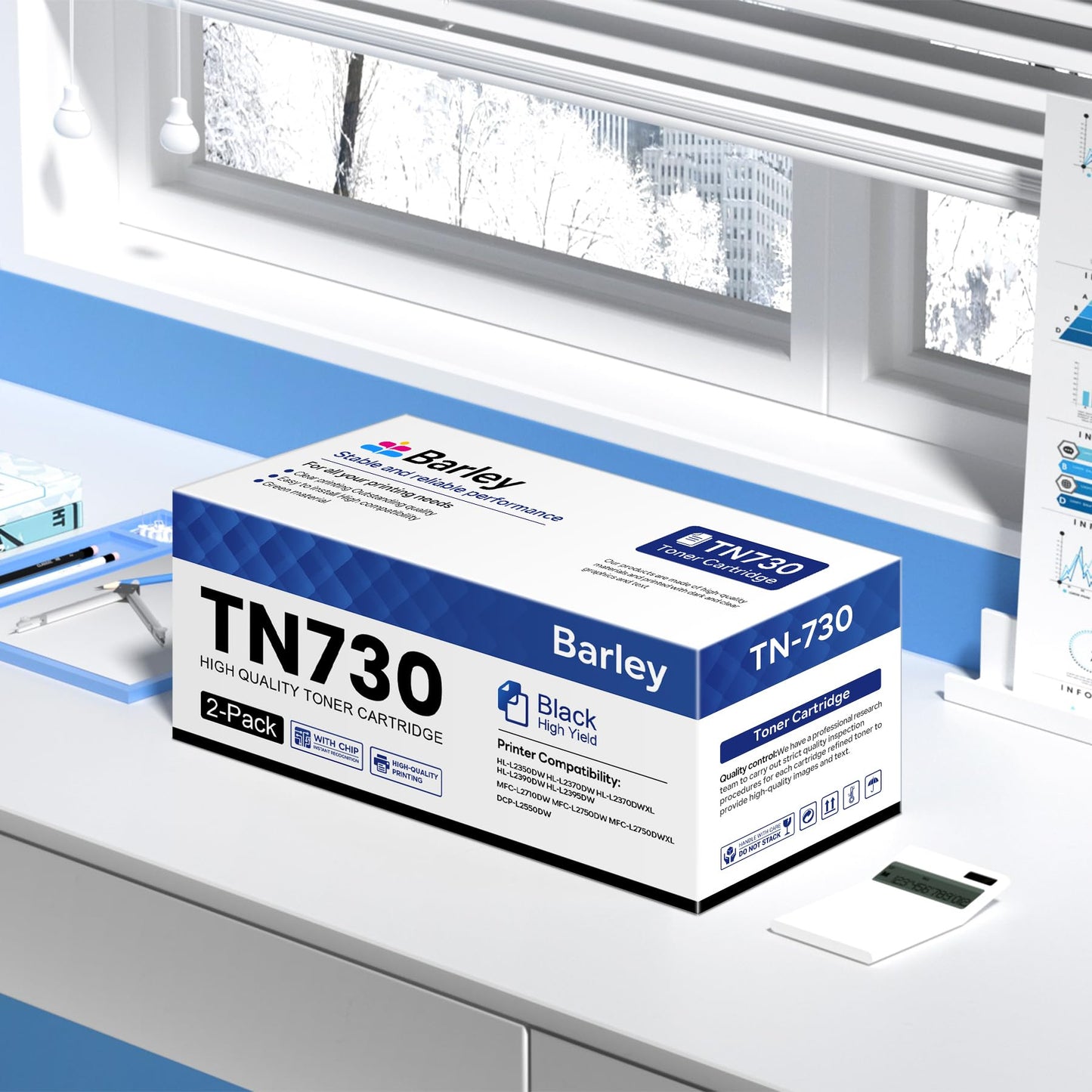 TN-730 TN730 Compatible TN-730 TN730 Toner Cartridge Black Replacement for Brother TN730 TN-730 DCP-L2550DW MFC-L2750DW MFC-L2710DW Toner Printer (2-Pack).