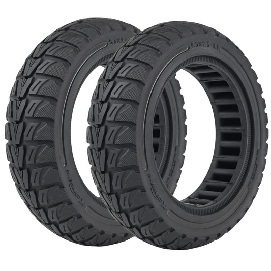 9.5x2.5-6.1 Off-Road Solid Tire Replacement for NIU KQi3 Pro/Max/Sport Scooter - Puncture-Free, Hassle-Free Maintenance - Anti-Skid, Shockproof 9.5 x 2.50 inch Tubeless Tire (Black 2Pcs)