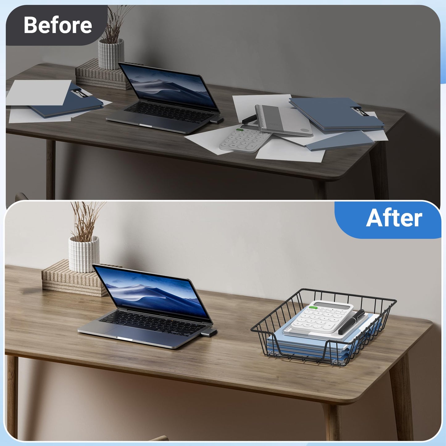 Gawerk Letter Desk Tray Organizer, A4 File Tray Magazine Files Storage Basket Organizer Bin (6)