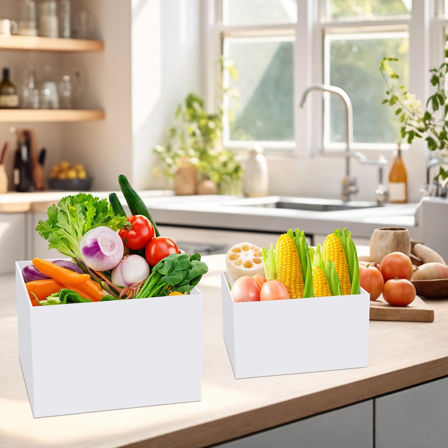 EI 8Pcs Acrylic Buffet Risers,High-end Classic Food Display Riser for Party,Catering,Jewelry Collectibles.White Heavy duty Dessert Table Display Set,Acrylic Cube Boxes Display Nesting Risers