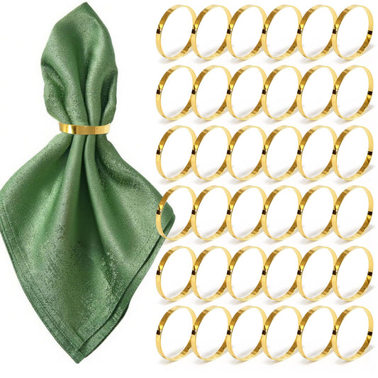 200 Pcs Gold Napkin Rings Bulk, Exquisite Round Napkin Ring Buckles, Suitable for Family Dinners, Weddings, Holiday Parties