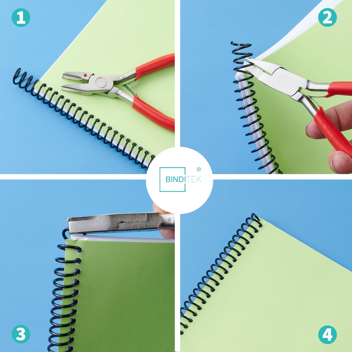 Binditek 50 Pack Plastic Spiral Binding Coils, 32mm (1-1/4"), 280 Sheet Capacity, 4:1 Pitch, Black, 48 Loops, for Letter Size, for Students and Coworkers