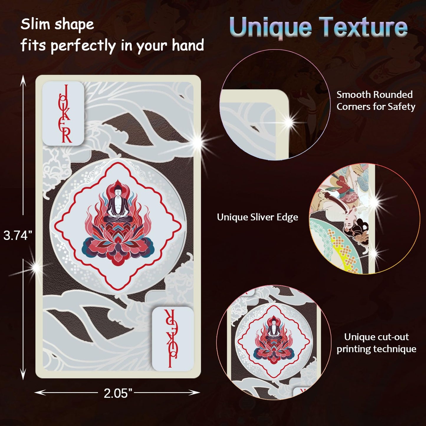 Ben Niu Feitian Oriental-Inspired Waterproof Clear Playing Cards Box – PVC Clear Deck, Shimmering Gold/Silver Edges, Unique Collectible for Game Nights, Pool Parties(Silver)
