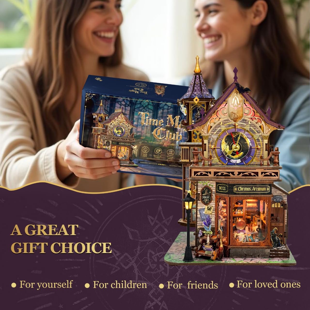 DIY Miniature House Kit, Book Nook Mini House Bookshelf Decor 3D Wooden Puzzle for Adults, Birthday Gift for Family, Friends - Time Magic Club