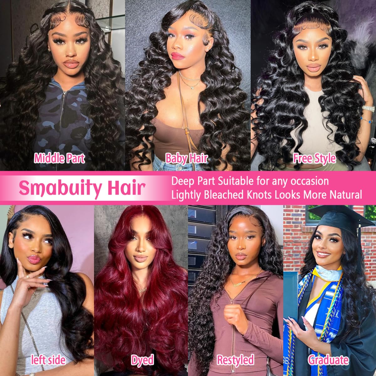 Smabuity 13x6 Body Wave Lace Front Wigs Human Hair Pre Plucked HD Transparent Lace Frontal Wigs Human Hair 180% Density Glueless Human Wigs with Baby Hair for Women 26 Inch