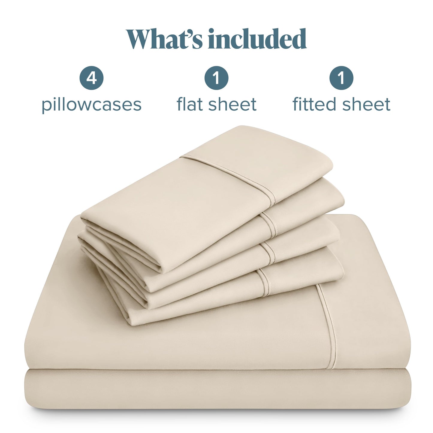 Bare Home Hotel Luxury King Sheet Set, Extra Soft - 6 Piece Set - Deep Pockets - Easy Fit - Cooling & Breathable - Wrinkle, Fade, Stain Resistant - Includes 4 Pillowcases (King, Sand)