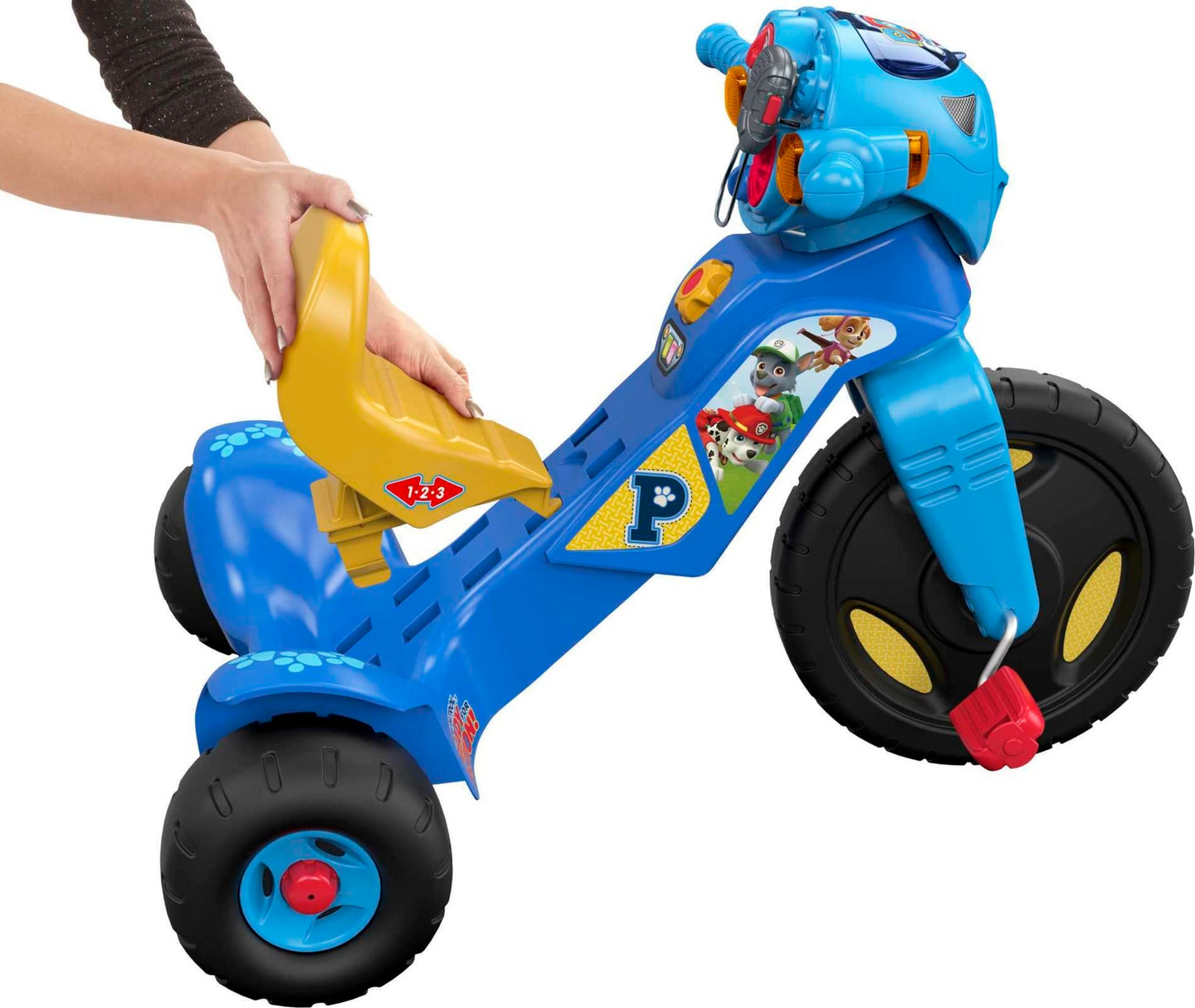 Fisher-Price Toddler Tricycle PAW Patrol Lights & Sounds Trike, Toy Bike with Handlebar Grips & Storage for Outdoor Play Kids Ages 2+ Years