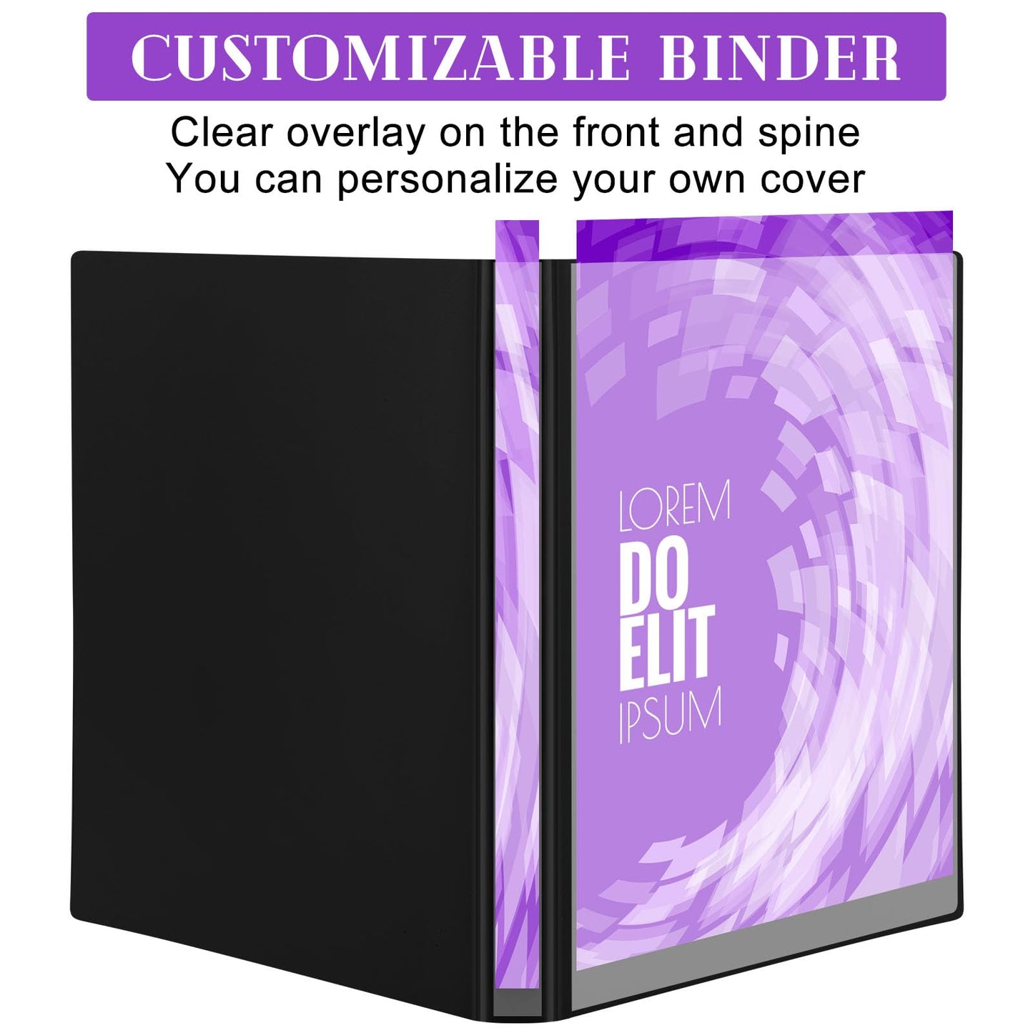 Fulmoon 24 Pcs 3 Ring Plastic Binders Bulk with 2 Pockets Flexible Binder with Transparent View Cover Plastic Binder for Home Office(1/2 Inch,Black)