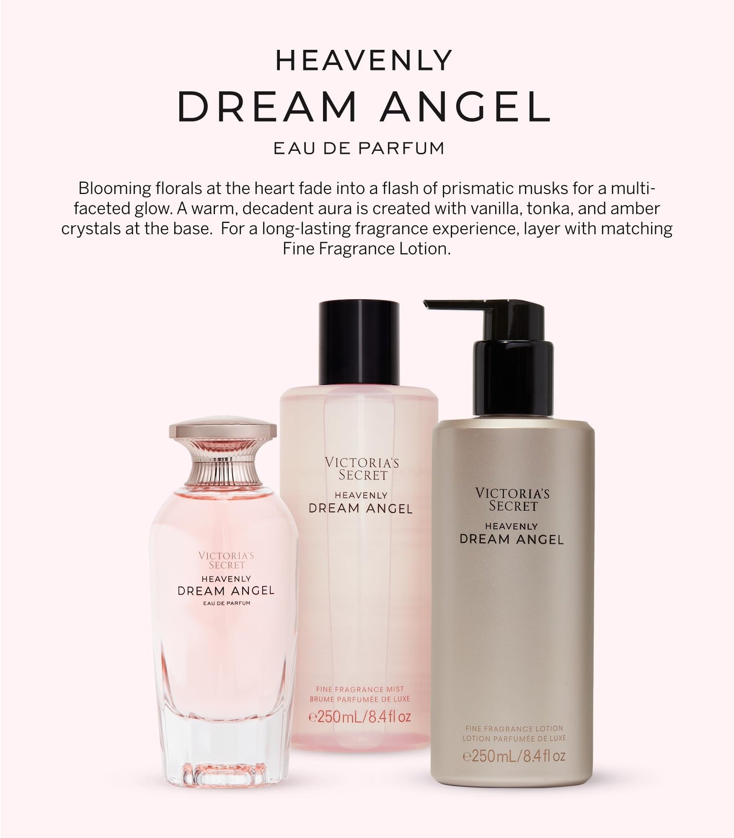 Victoria's Secret Heavenly Dream Angels Eau de Parfum, Notes of Prismatic Musk, Raspberry Nectar & Amber Crystals, Perfumes for Women (3.4 oz)