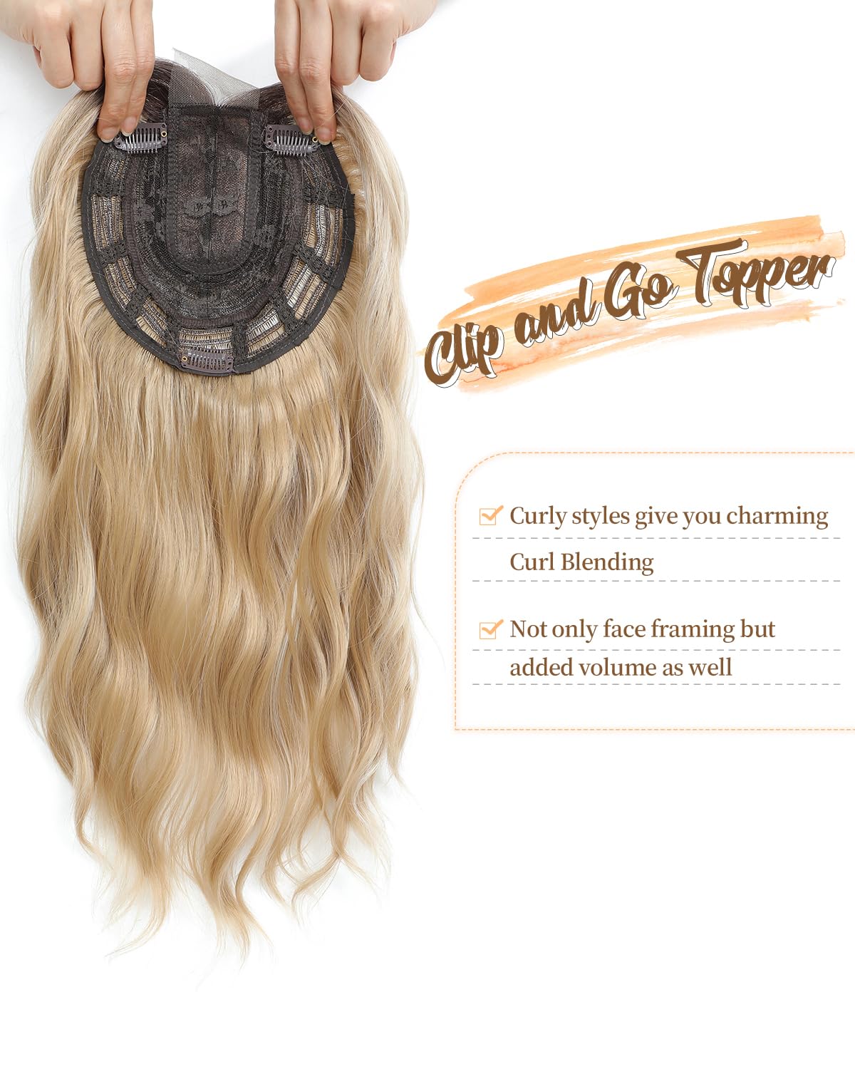 PANEWAY Hair Topper 16Inch Hair Toppers For Women with Thinning Hair 6.5’’x6.5’’ Ladies Wiglets Toppers Hair Pieces for Women - Ombre Dark Root to Blonde