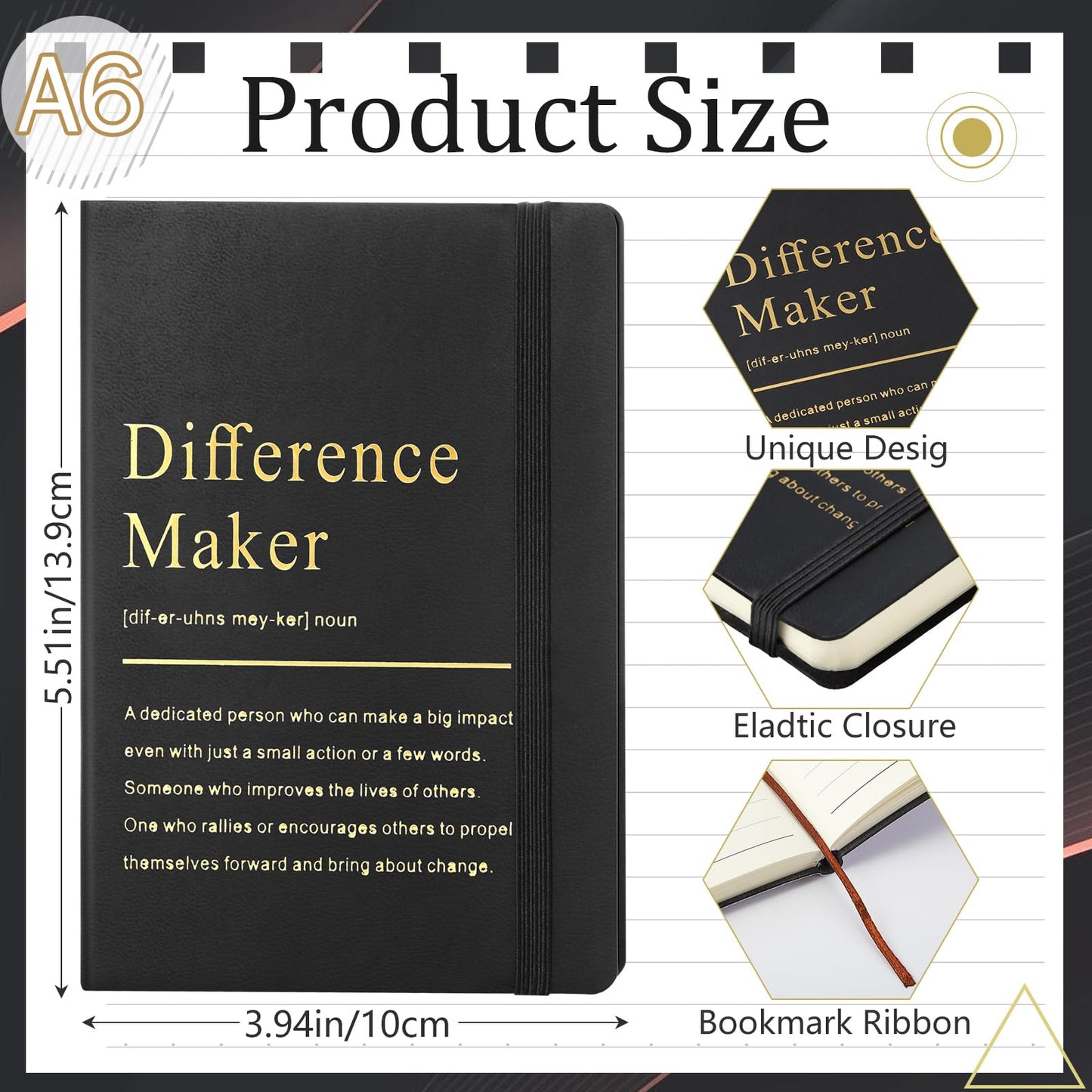 Chiisong 24 Pcs Employee Appreciation Gifts A6 Small Leather Journals Bulk Inspirational Different Maker Notebook Thank You Gift for Women Leadership Coworker Team Staff Christmas (Black)