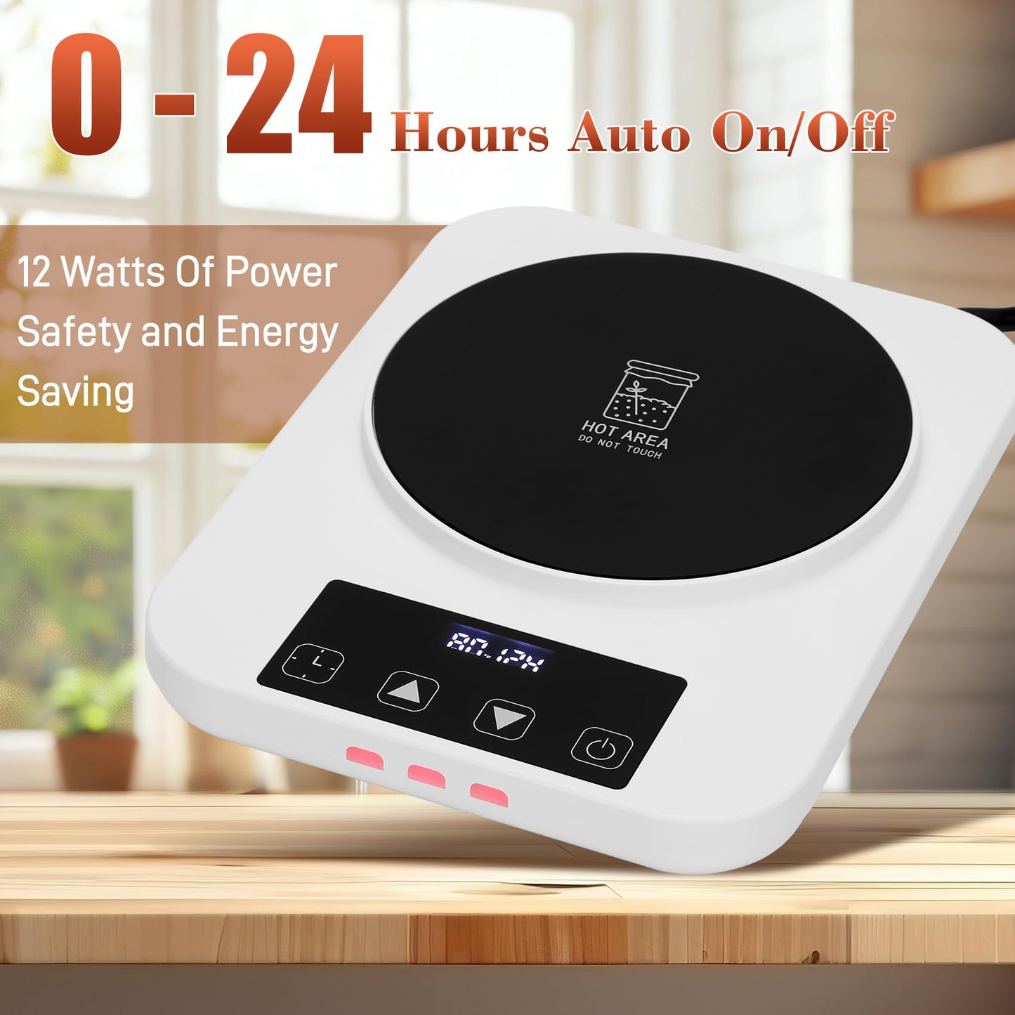 Sourdough Starter Warmer with Glass Dome, Precise 1°F Thermostat Control (70-100°F), Sourdough Warmer and Dome for Home Baking,24h Timer Auto Warming On/Off Sourdough Warming Mat（White）