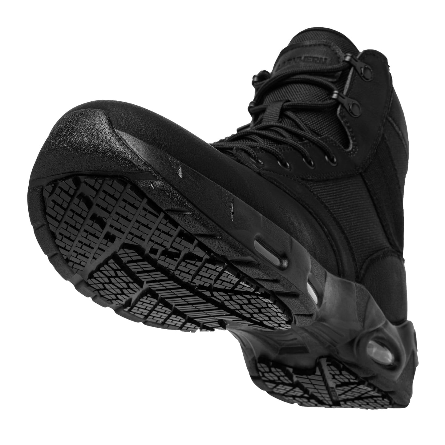 LARNMERN Non Slip Mens Boots Hiking Slip Resistant Shoes Air Cushion Side Zipper Comfort Botas Militares Hombre Zapatos de Trabajo Black 9.5