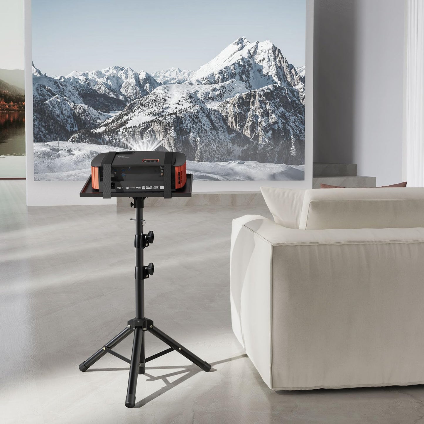 AMADA HOMEFURNISHING Height Adjustable Projector Tripod Stand for 26 to 51 in, Foldable Laptop Tripod Stand, Portable Outdoor Projector Stand for Laptop, Projector, DJ, or Sheet Music-AMPS02