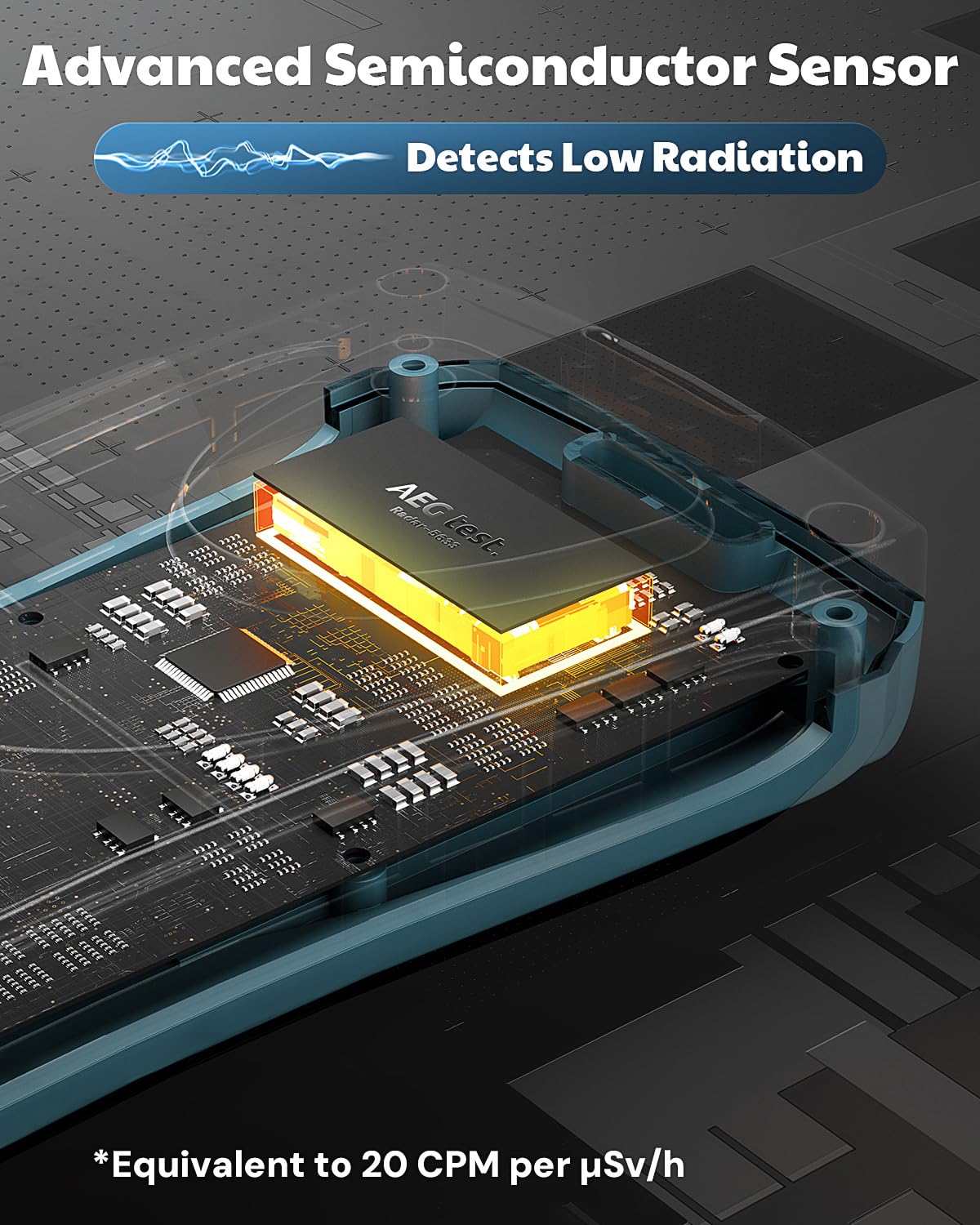 Radiation Detector AEGTEST Radar-5633 Portable Nuclear Radiation Detector with LCD Screen, Rechargeable Dosimeter for Beta Gamma X-ray Detection, Measures in CPM μSv/h μR/h μSv - Blue