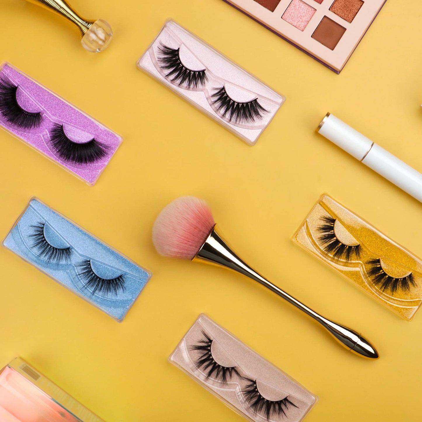 Wholesale Mixed Lashes Pack 3D Faux Mink Eyelashes 5 Style 100 Pairs Fluffy Volume Natural Charming Look Medium Length Eyelashes Cotton Band Handmade Reusable Soft False Eyelashes (5 styles-100 pairs)