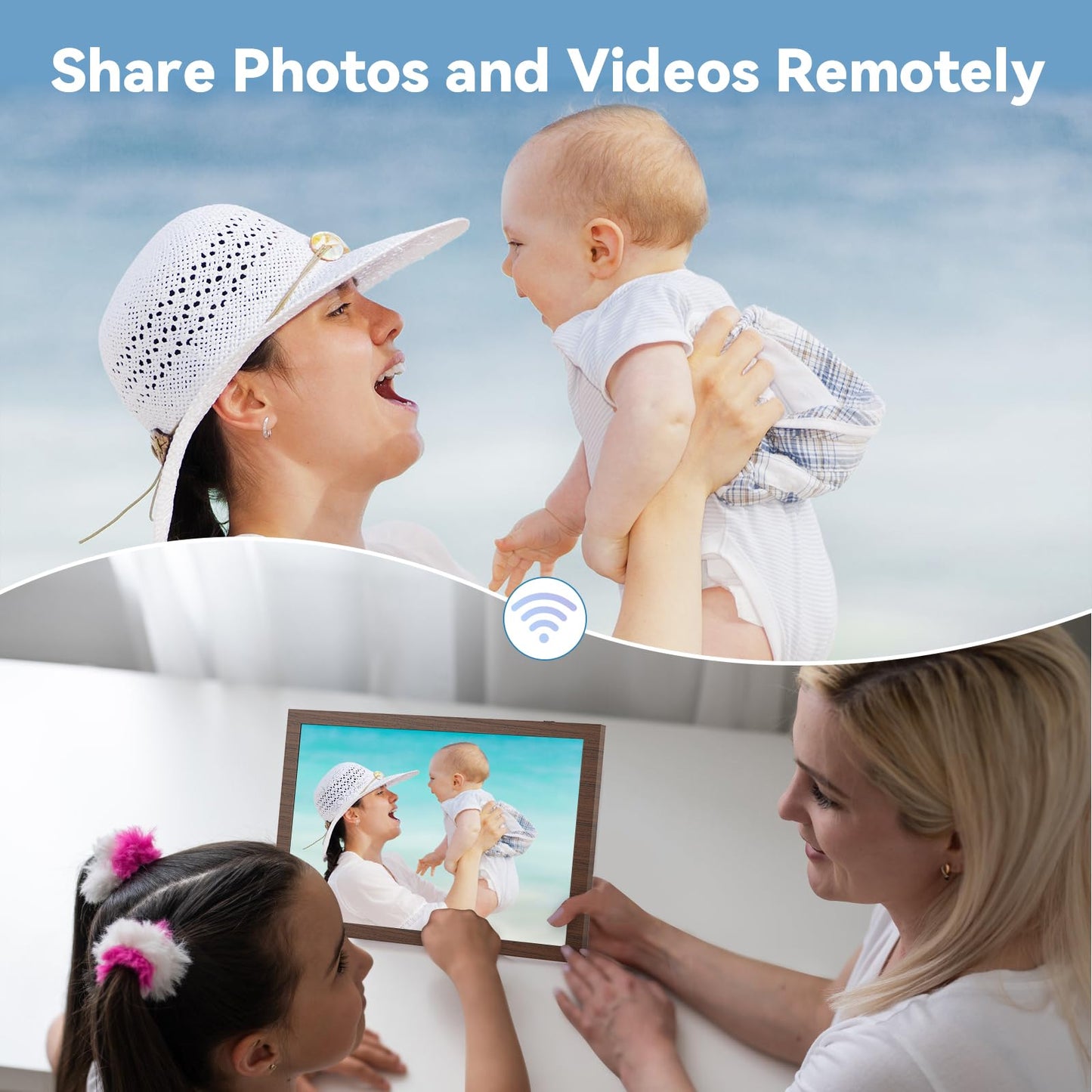 Kosshe 10.1" WiFi Digital Picture Frame, 1280x800 IPS HD Touch Screen, Smart Electronic Photo Frame, 16GB Storage, Auto-Rotate, Easy Setup to Share Photos or Videos Remotely via App and Email