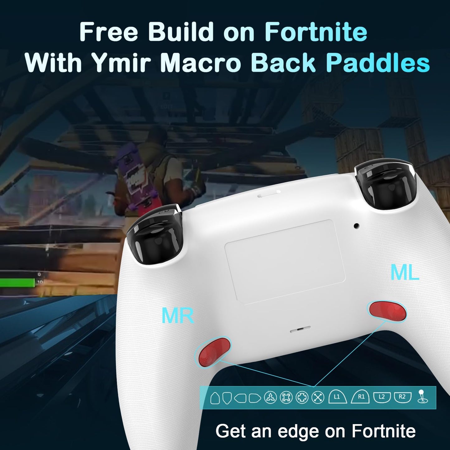 UGAME Replacement for Luna Controller,Ymir Wireless Controller for Fire TV with Back Paddles/Turbo/1200 mAh Battery,Mando Made for Amazon Luna/PS4/PC,White