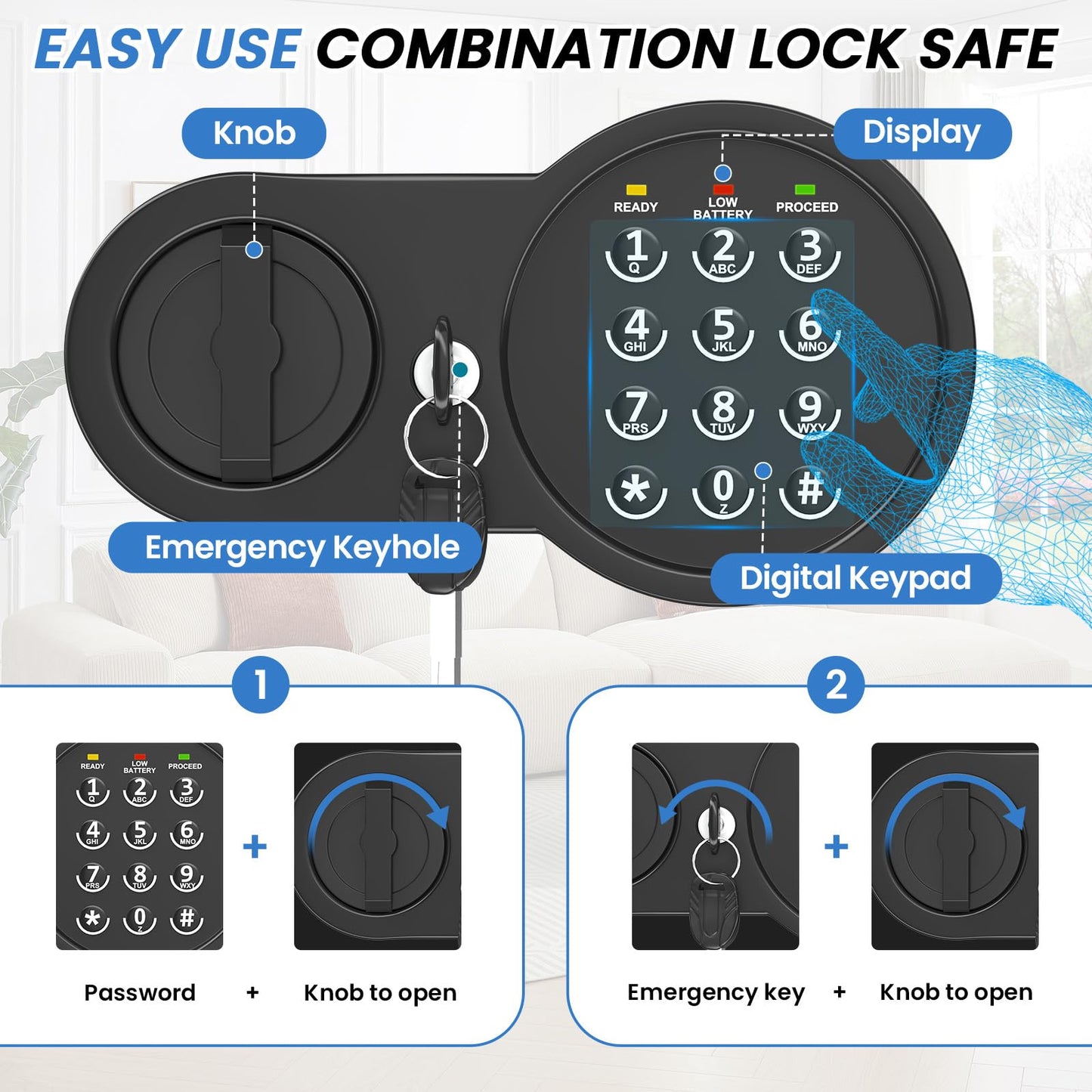 Mitlvge 0.5 Cu Ft Mini Safe Box with Fireproof Document Bag, Money Safe with Keys & Pass Code & Wall Mount Kits, Small Safes with Smart Alert System for Money, Jewelry, and Documents【2026 New】