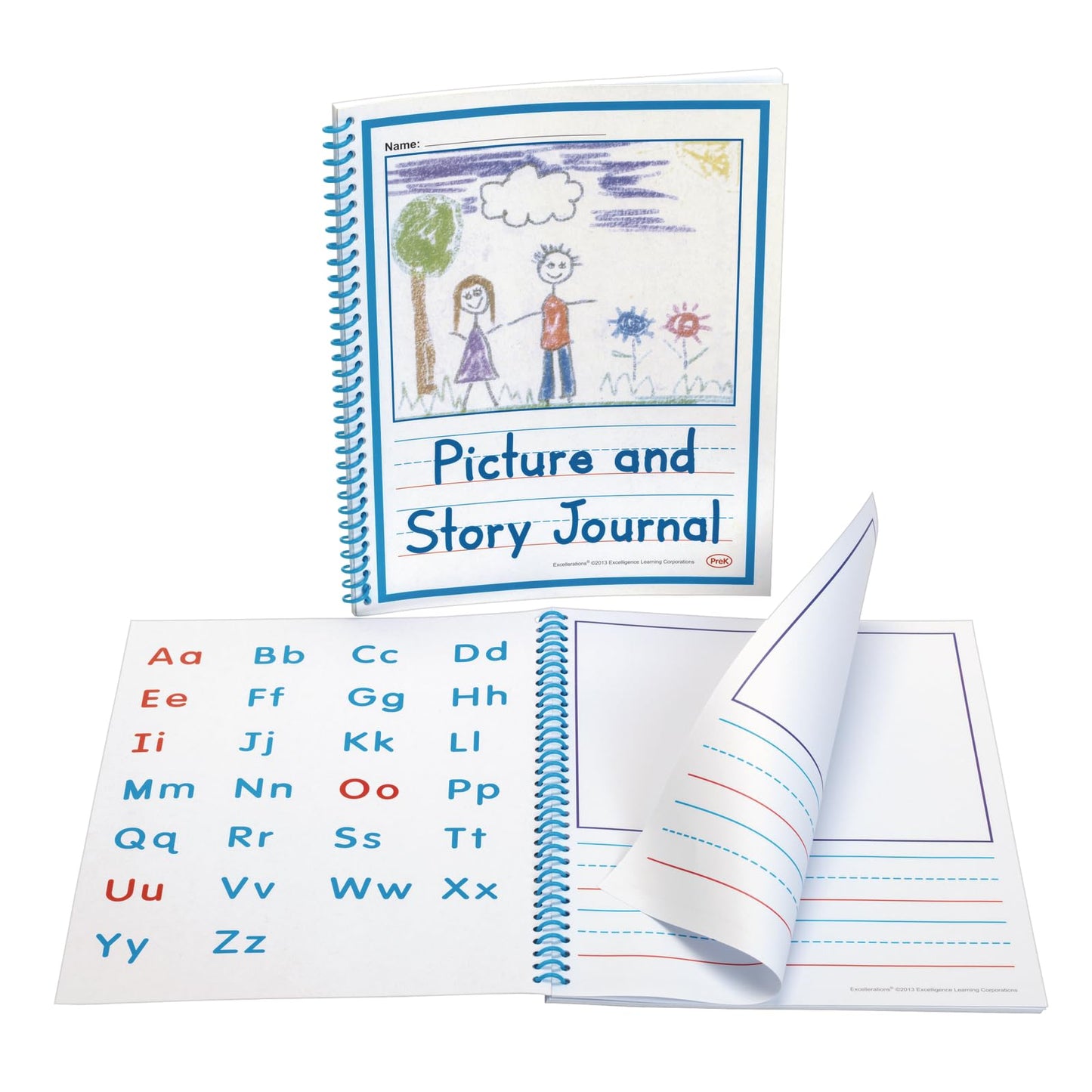 Excellerations 8.5 x 11 inch Beginner's Preschool Picture Story Journals, Drawing and Writing Notebook - Pack of 10 for Kids and Children Educational