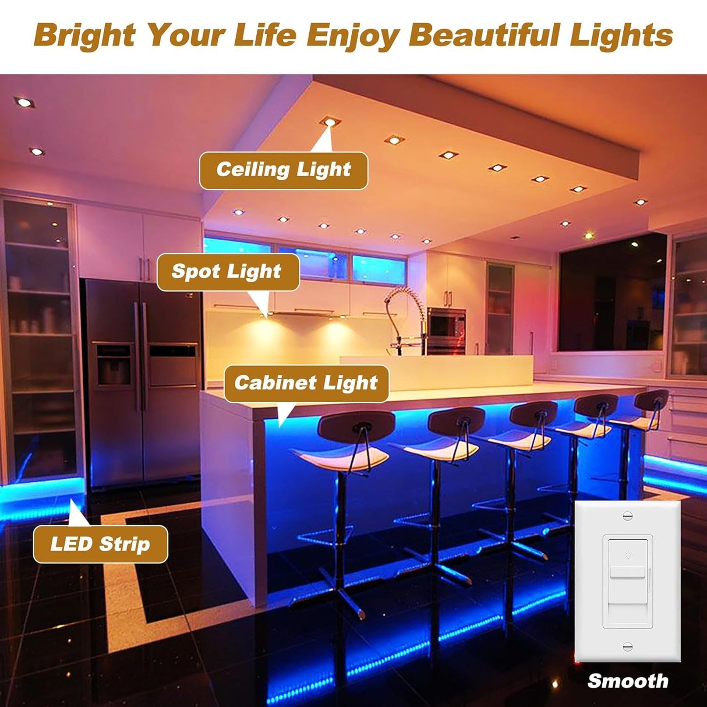 Dimmable LED Driver, Triac ELV/MLV LED Transformer Compatible with Lutron&Leviton Switches, Dimmable Led Power Supply for LED Light Stirps, Smooth Flicker Free Dimming (60W24V, 2)