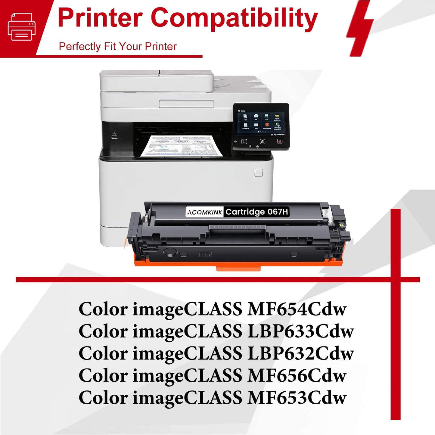 Cartridge 067H CRG067H Toner Cartridge Set 4 Pack Replacement for Canon 067H Color imageCLASS MF656Cdw LBP633Cdw LBP632Cdw MF653Cdw MF654Cdw Printer Ink (1BK /1C/1M/1Y)