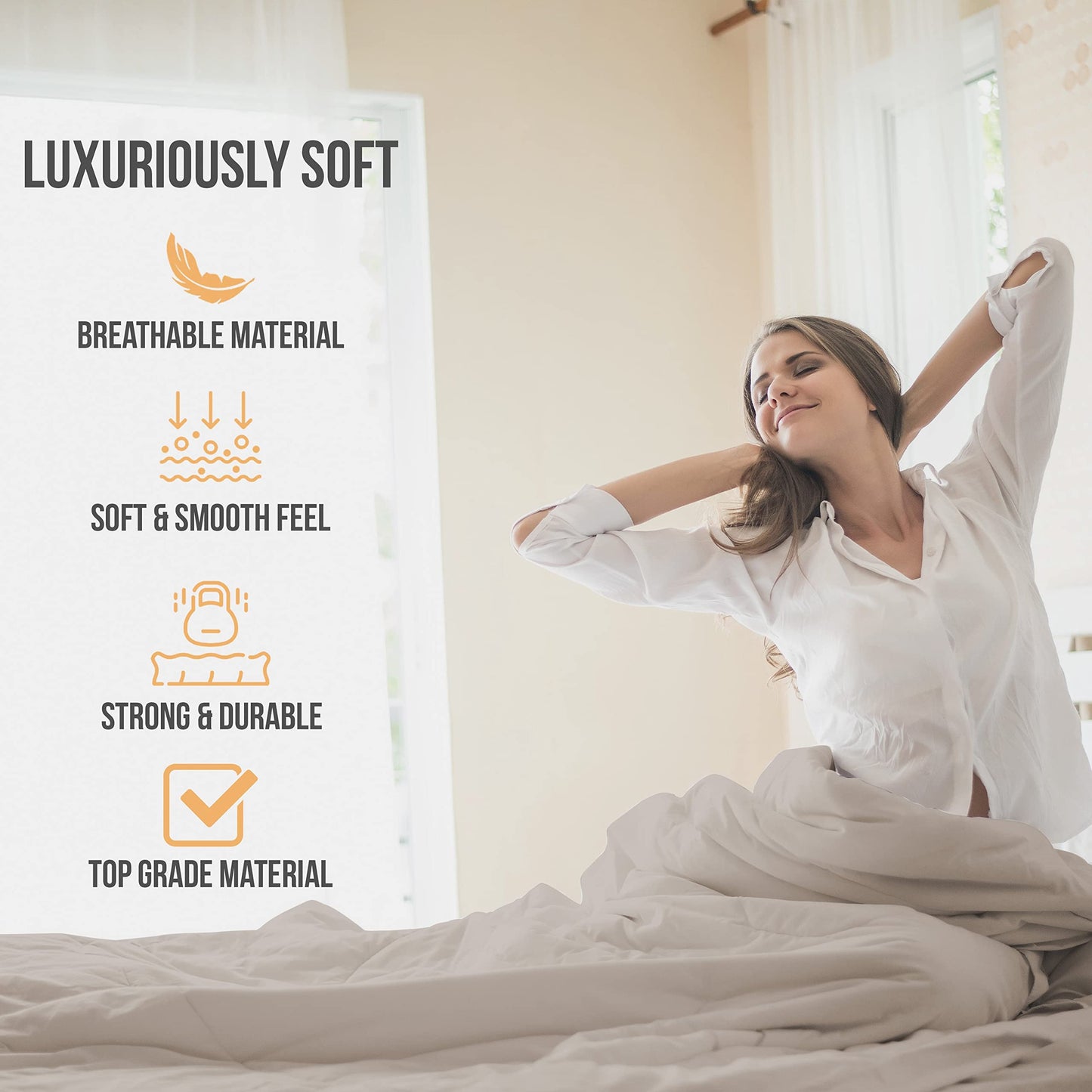 Abeero Home King Size Sheets Set Cooling - Luxury Hotel Sheets - Soft Bed Sheet with Elastic Corner Straps - Deep Pockets Microfiber Bedsheet - Bedding Sheet & Pillowcases - 4 Piece (King, Beige)